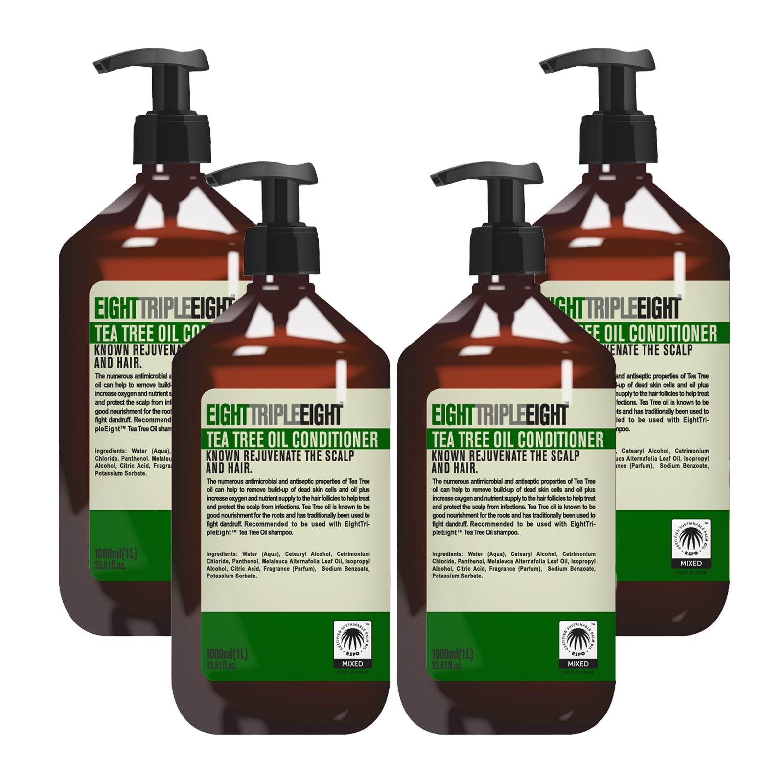 Eight Triple Eight Hair Care Pack of 4, Shampoo or Conditioner or Set, All Hair Types, Everyday Hair Care