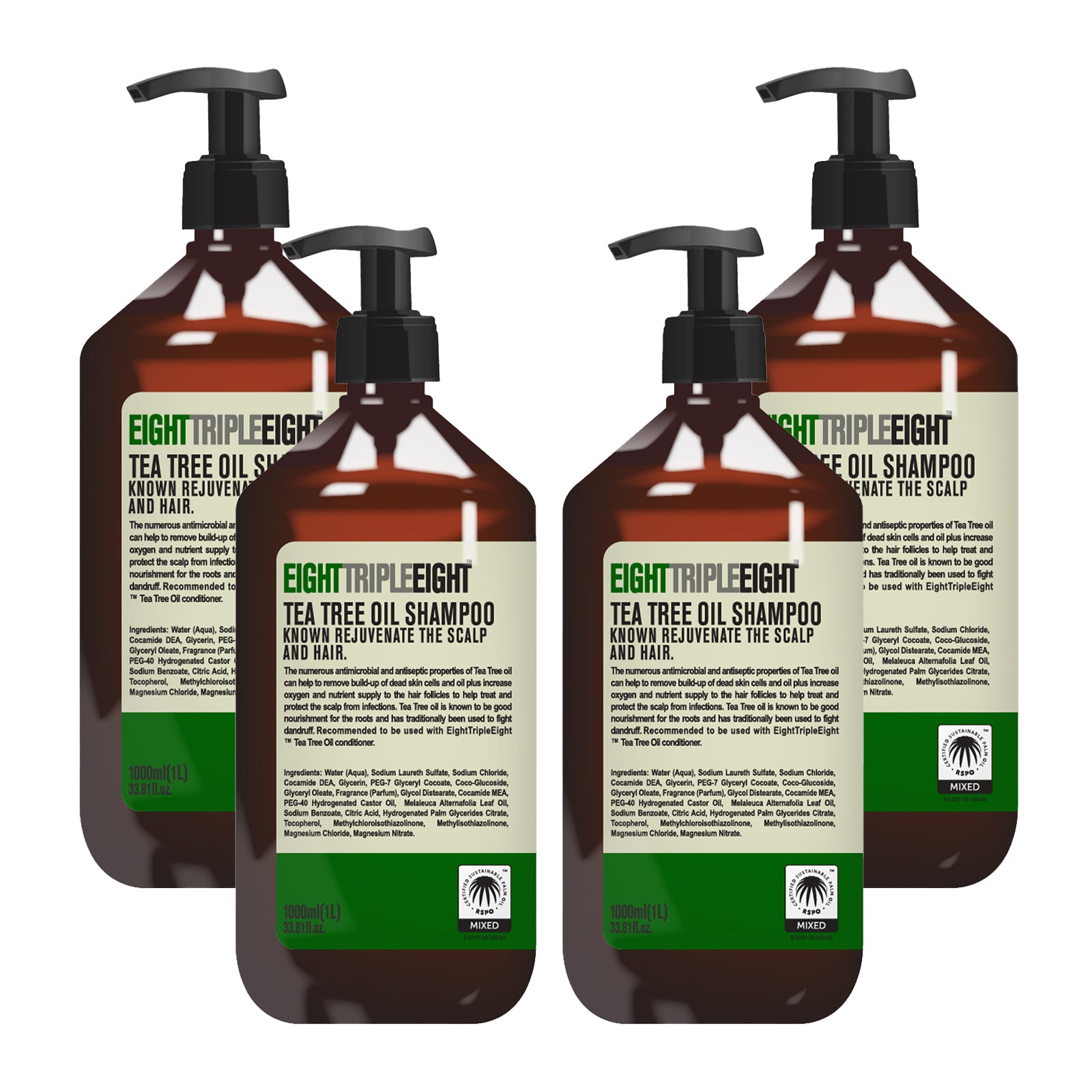 Eight Triple Eight Hair Care Pack of 4, Shampoo or Conditioner or Set, All Hair Types, Everyday Hair Care