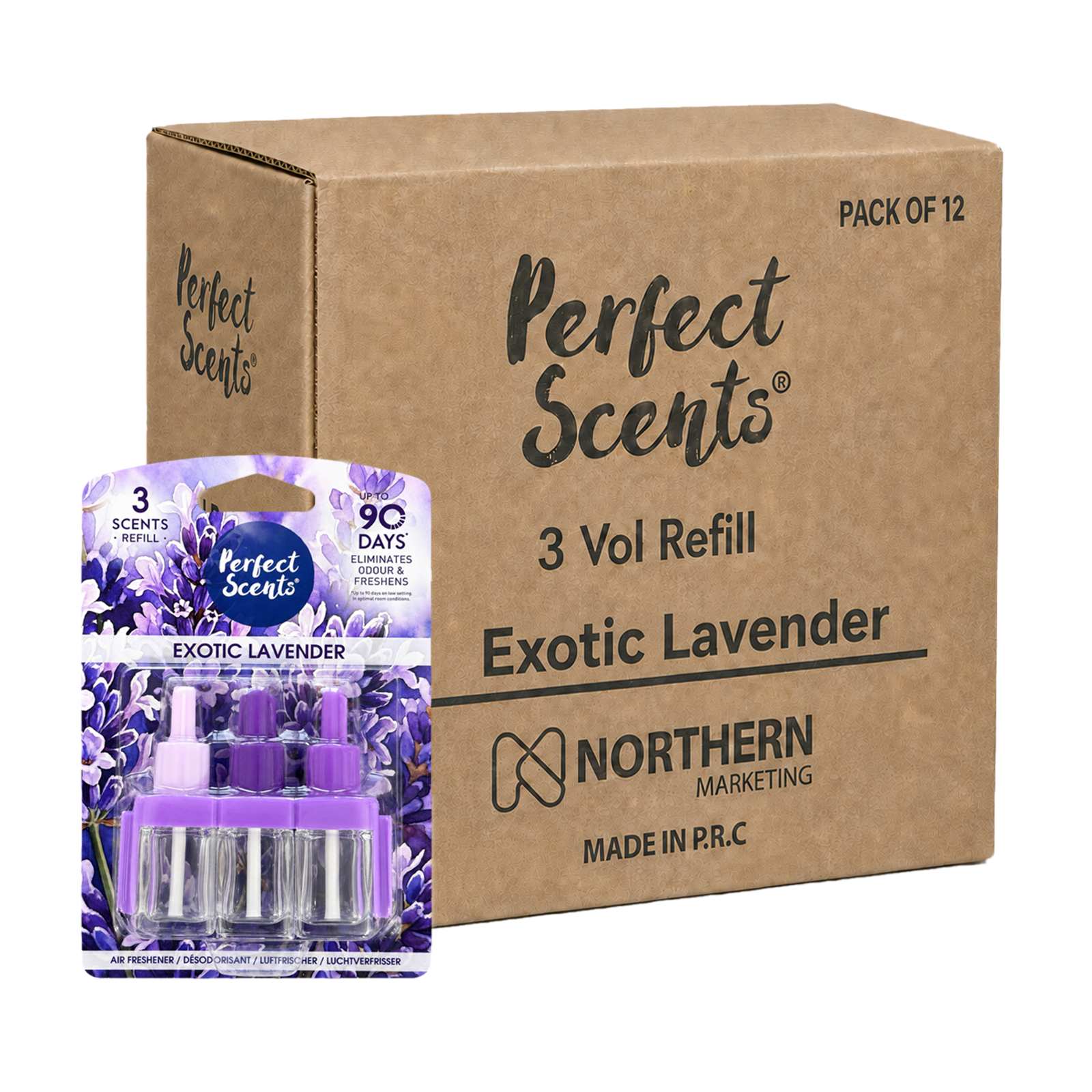 12x Perfect Scents 3 Scents Air Freshener Refill - Compatible with 3volution - 3x20ml Per Pack - 36x20ml (240ml) Total