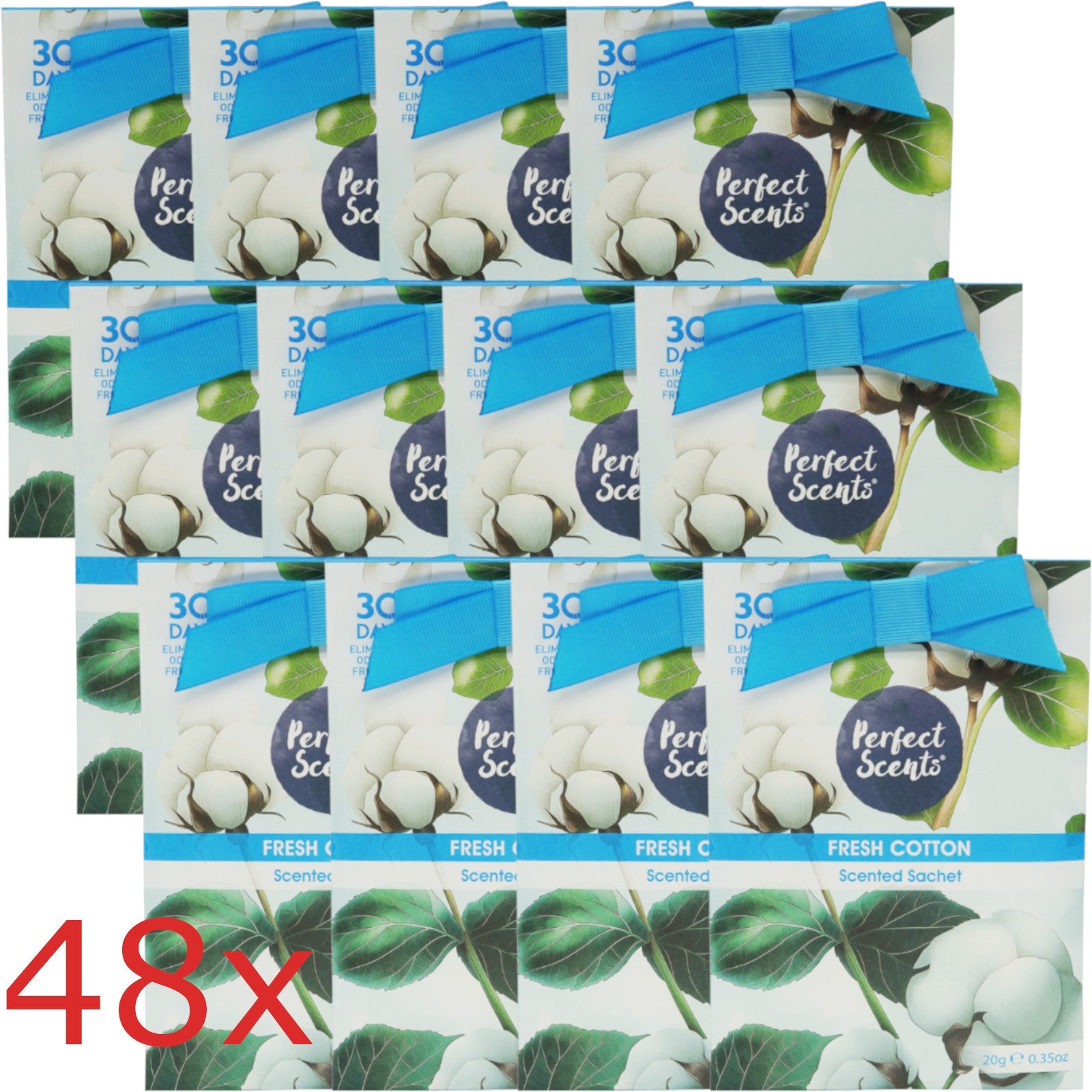 Perfect Scents Scented Sachets 20g Pack of 48, Long Lasting Fragrance Sachets for Drawers, Wardrobes & Small Spaces, 960g Total