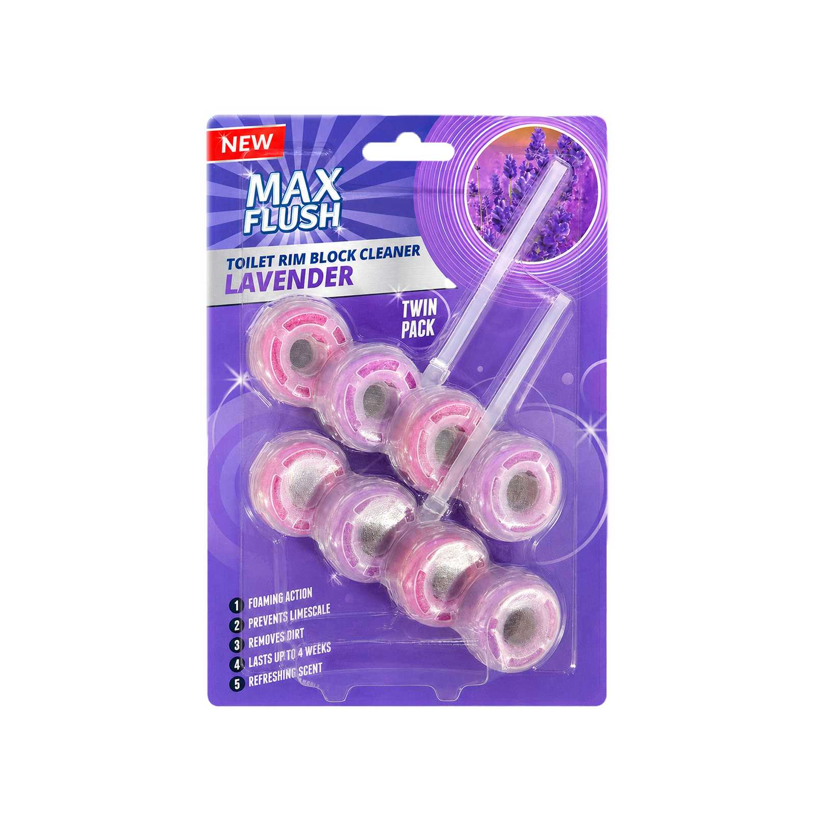 6x Max Flush Toilet Rim Block Cleaner - 2x50g Per Pack - 12x50g (600g) Total