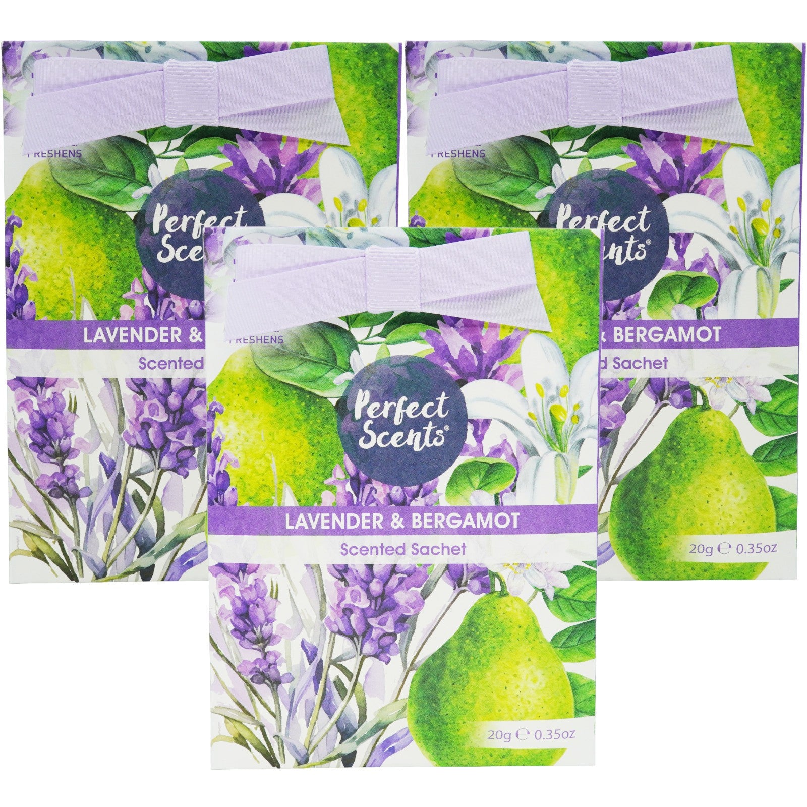 Perfect Scents Scented Sachets 20g Pack of 3, Long Lasting Fragrance Sachets for Drawers, Wardrobes & Small Spaces, 60g Total