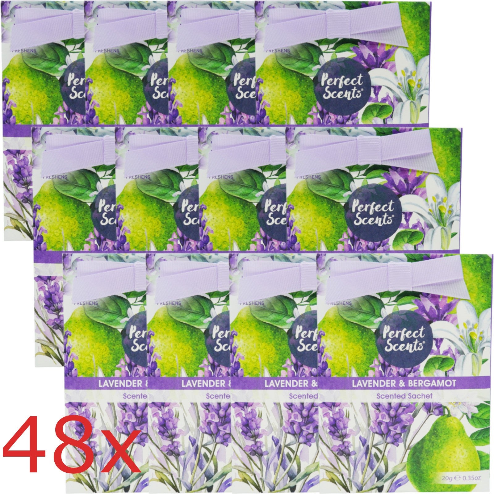 Perfect Scents Scented Sachets 20g Pack of 48, Long Lasting Fragrance Sachets for Drawers, Wardrobes & Small Spaces, 960g Total