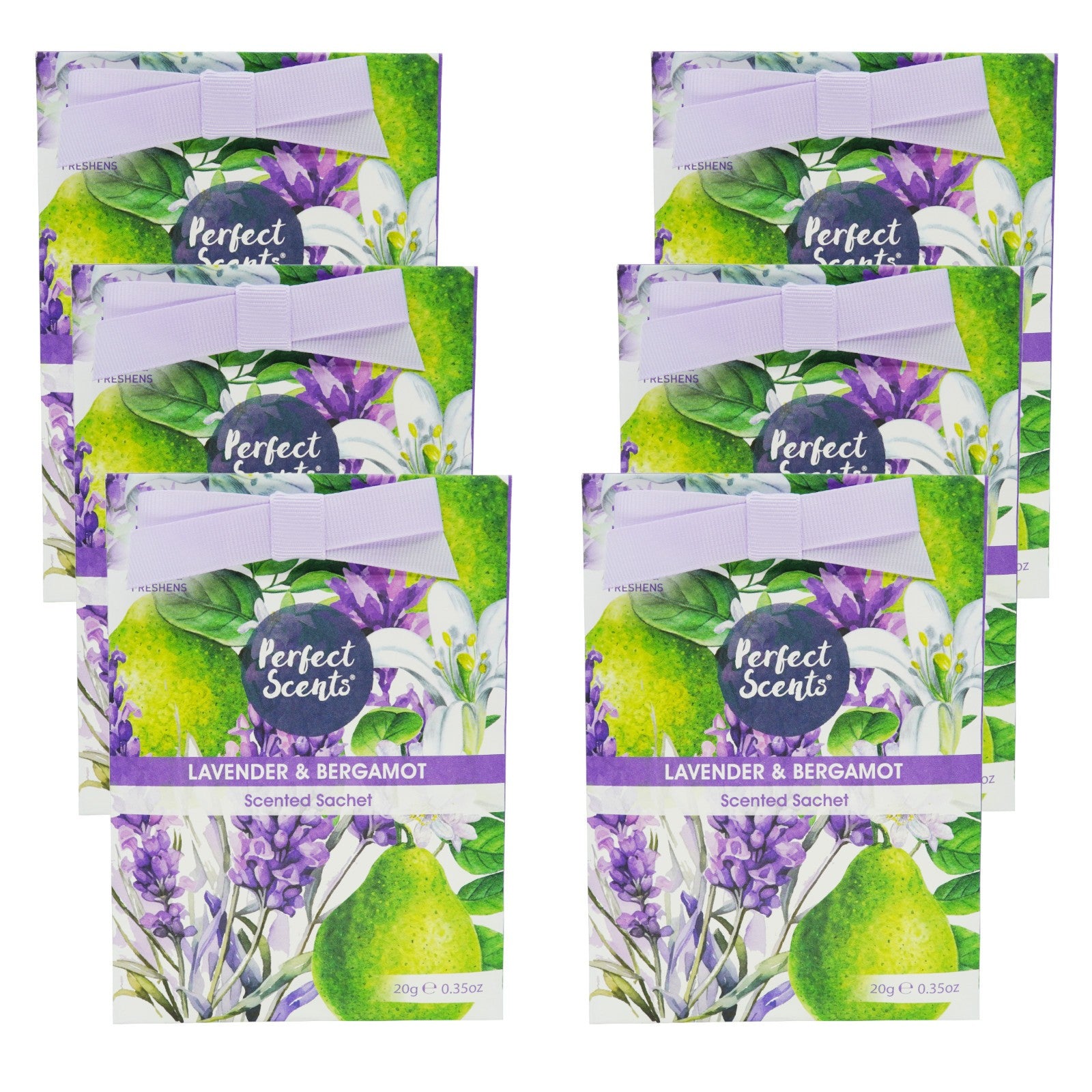 Perfect Scents Scented Sachets 20g Pack of 6, Long Lasting Fragrance Sachets for Drawers, Wardrobes & Small Spaces, 120g Total