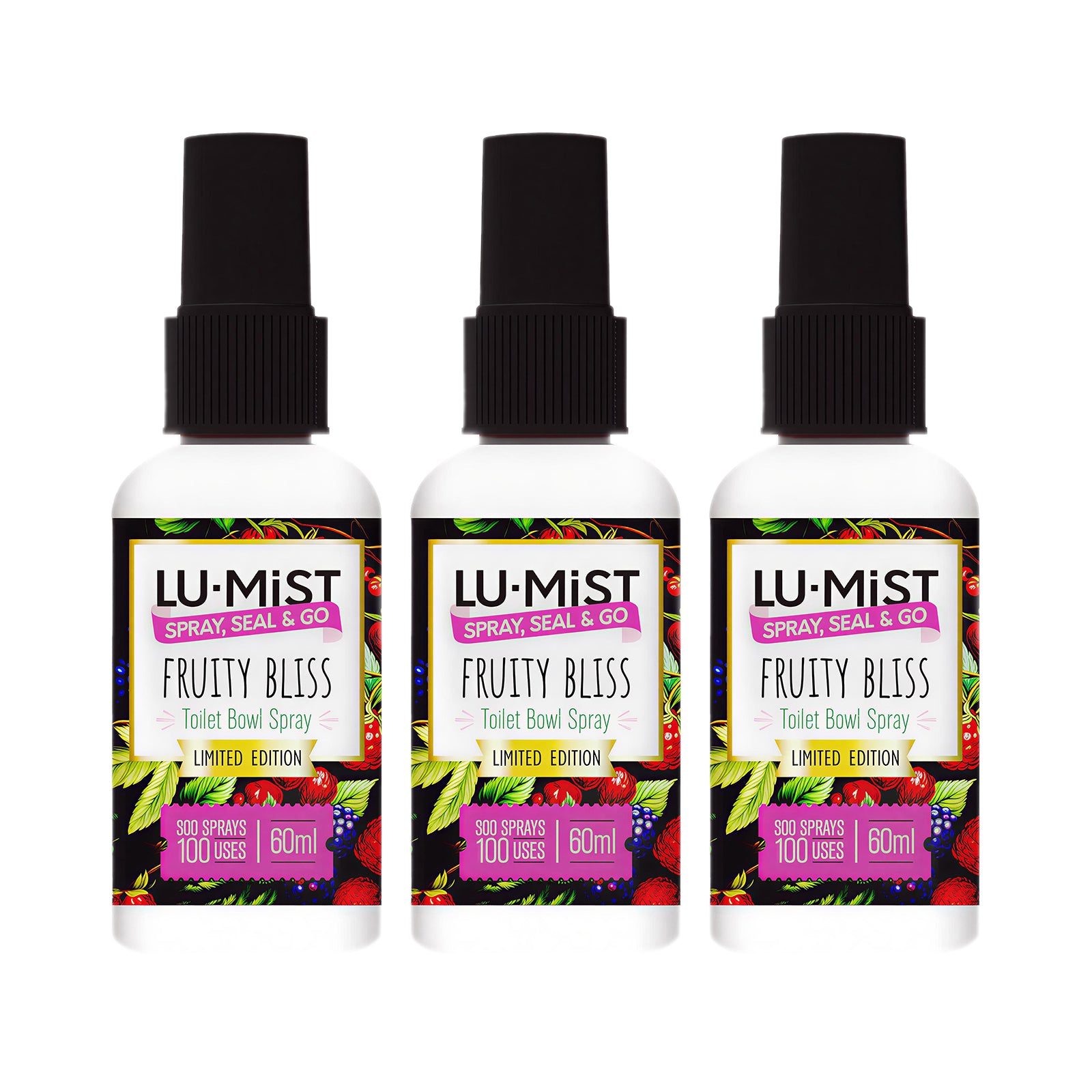 3x Lu Mist Toilet Bowl Spray Limited Edition 3x60ml  Fruity Bliss