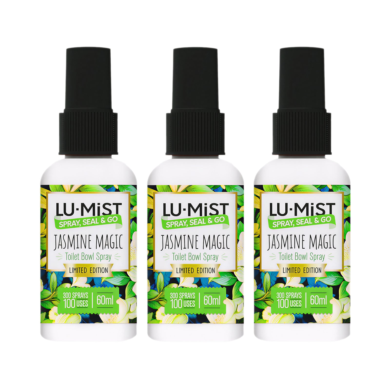 3x Lu Mist Toilet Bowl Spray Limited Edition 3x60ml  Jasmine Magic