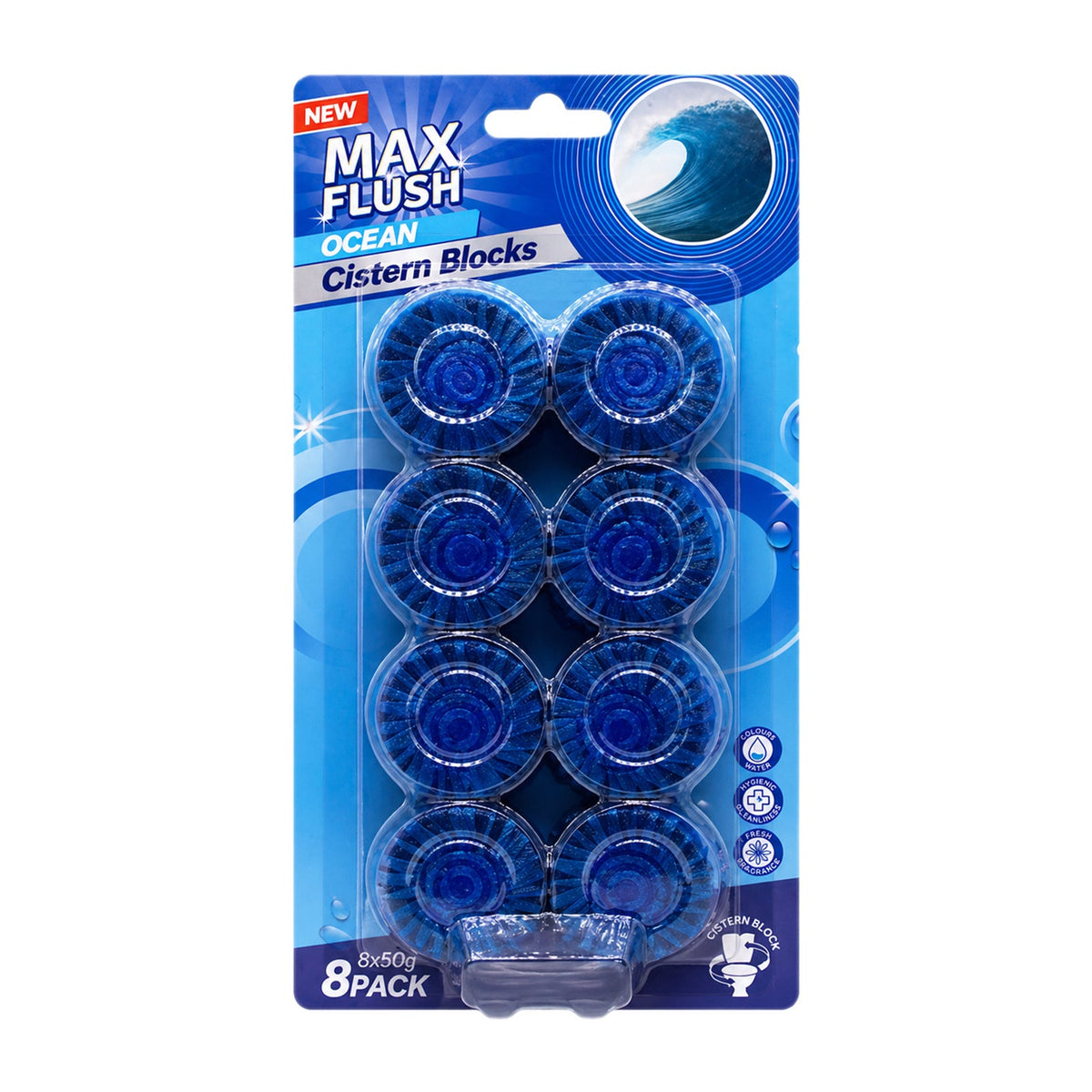 Max Flush In-Cistern Block 8x50g - Ocean