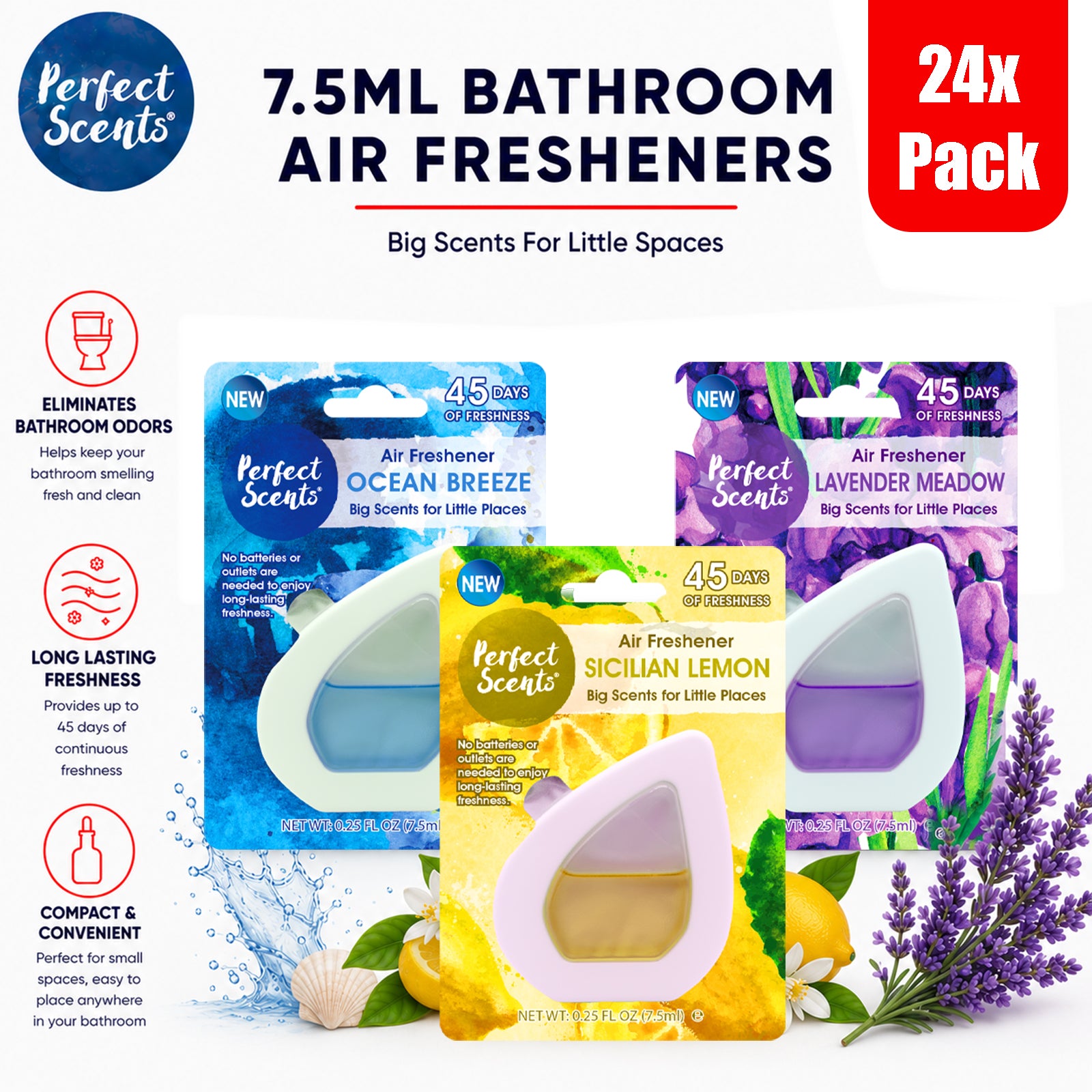 24x Perfect Scents Bathroom Air Freshener For Small Spaces 7.5ml