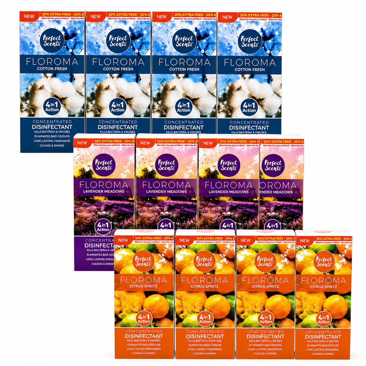 12x Perfect Scents Floroma Disinfectant Liquid  180ml