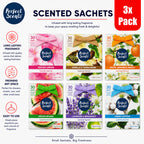 Perfect Scents Scented Sachets 20g Pack of 3, Long Lasting Fragrance Sachets for Drawers, Wardrobes & Small Spaces, 60g Total