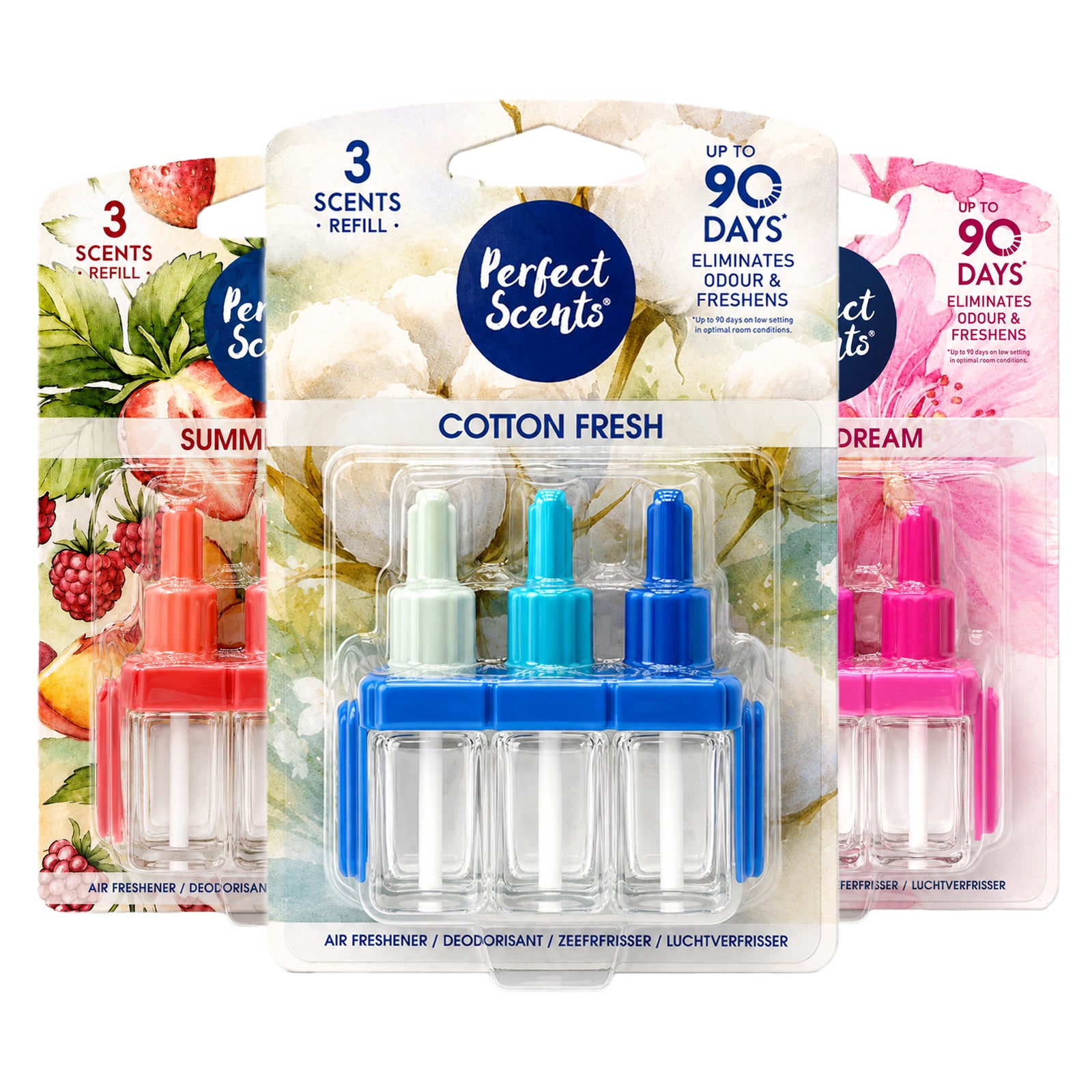 3x Perfect Scents 3 Scents Air Freshener Refill - Compatible with 3volution - 3x20ml Per Pack - 9x20ml (60ml) Total