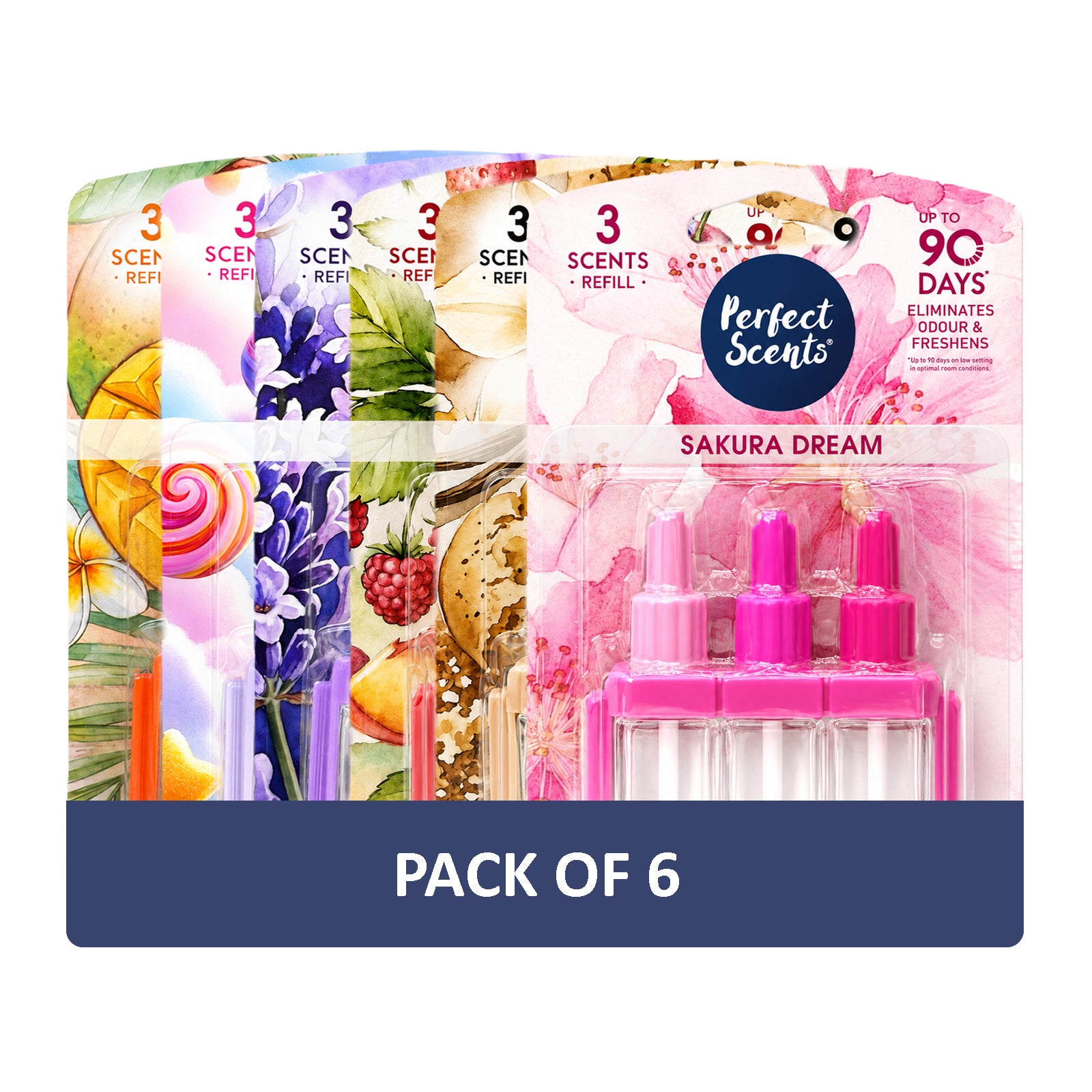 6x Perfect Scents 3 Scents Air Freshener Refill - Compatible with 3volution - 3x20ml Per Pack - 18x20ml (120ml) Total