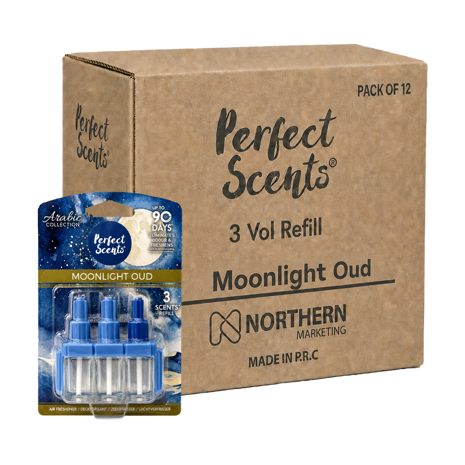 12x Perfect Scents 3 Scents Air Freshener Refill - Compatible with 3volution - 3x20ml Per Pack - 36x20ml (240ml) Total