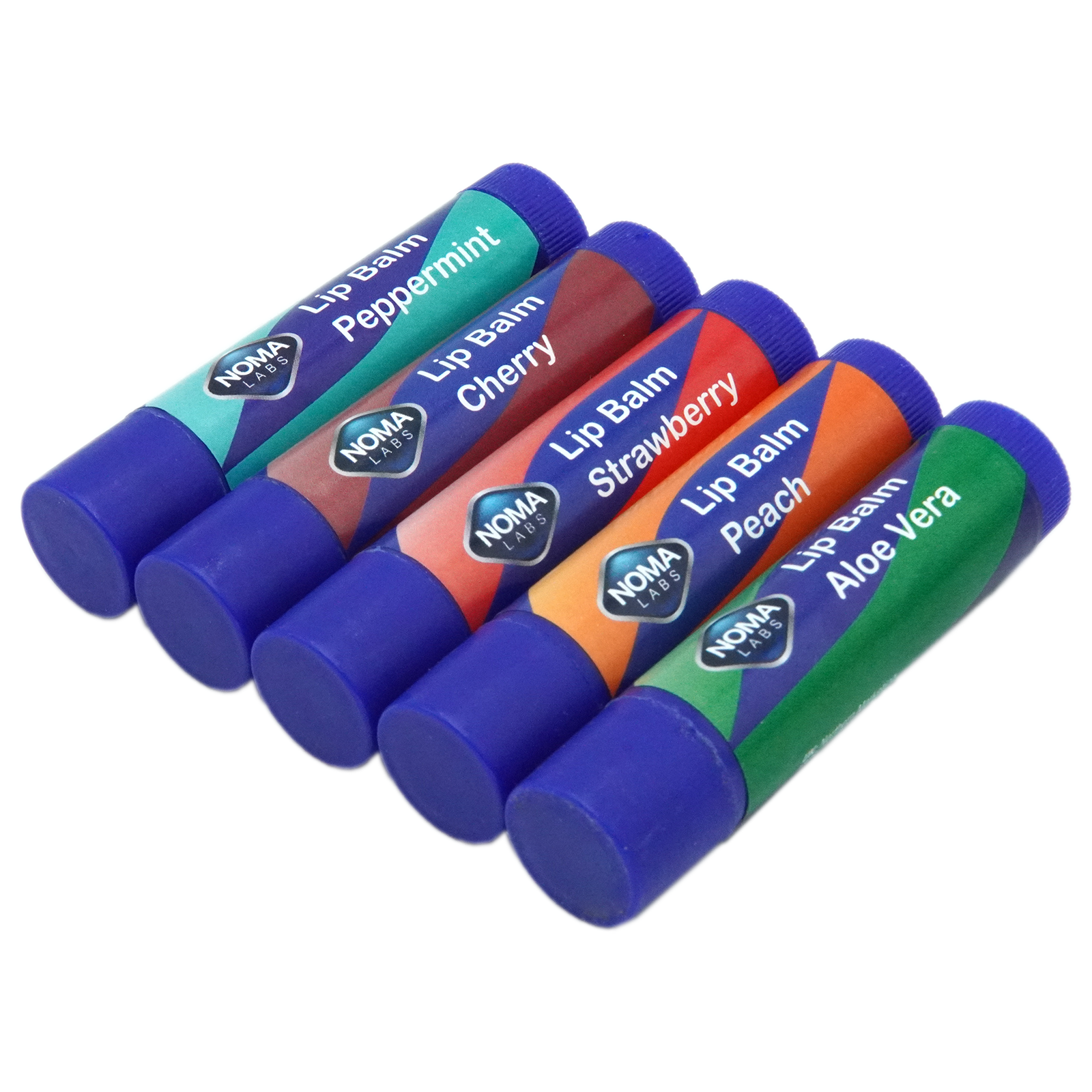 Noma Labs Lip Balm – 5×4.5g – (Peppermint, Cherry, Strawberry, Peach, Aloe Vera)