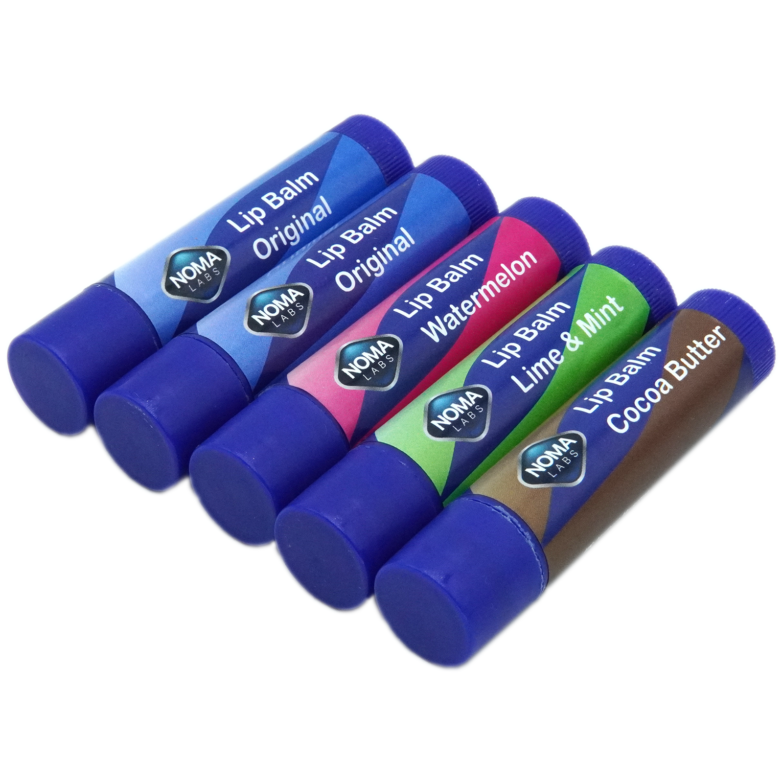 Noma Labs Lip Balm – 5×4.5g (2x Original, Watermelon, Cocoa Butter and Lime & Mint)