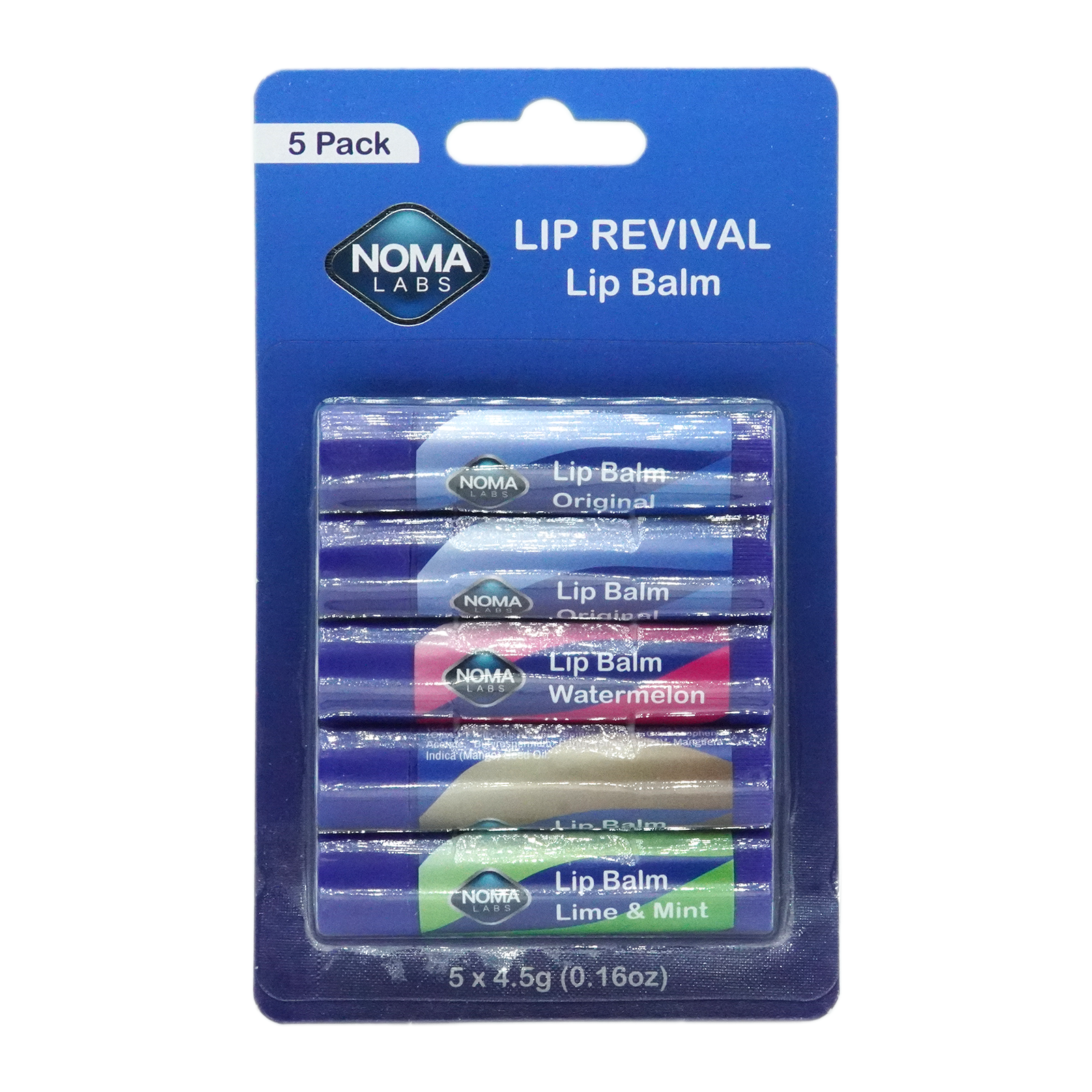 Noma Labs Lip Balm – 5×4.5g (2x Original, Watermelon, Cocoa Butter and Lime & Mint)