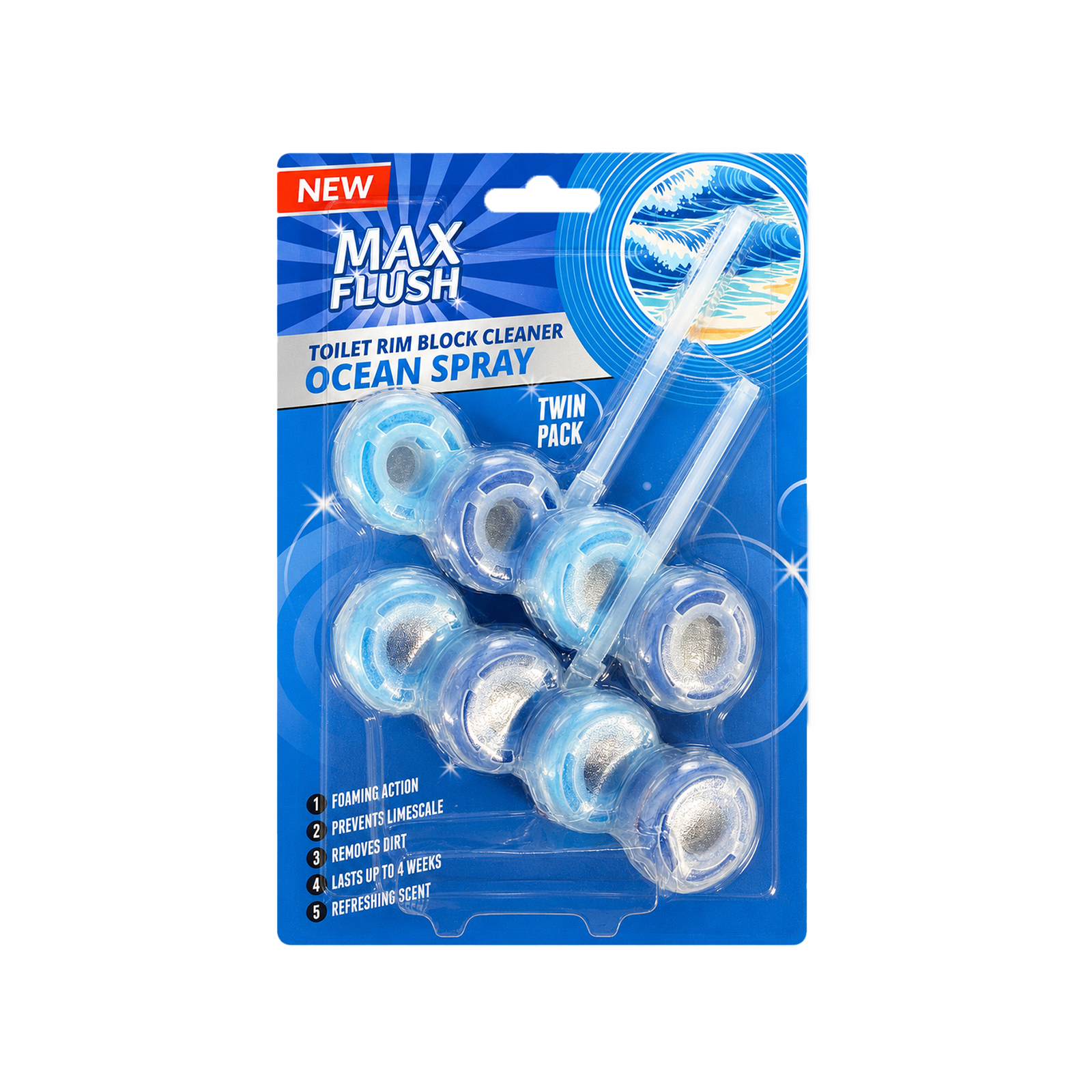 12x Max Flush Toilet Rim Block Cleaner - 2x50g Per Pack - 24x50g (1.2kg) Total