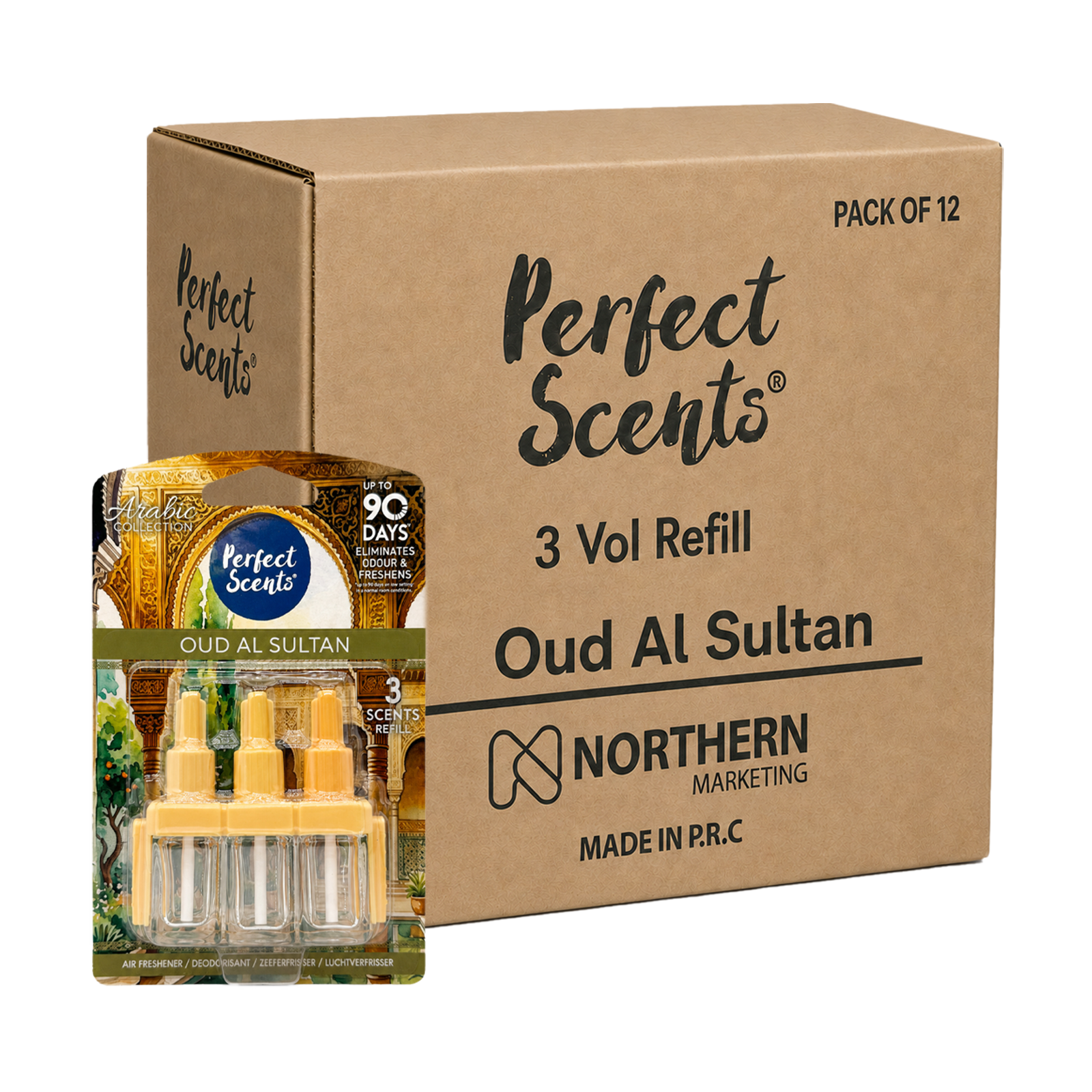 12x Perfect Scents 3 Scents Air Freshener Refill - Compatible with 3volution - 3x20ml Per Pack - 36x20ml (240ml) Total