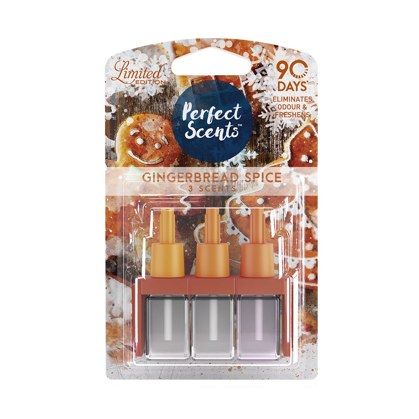 Perfect Scents Plug In Refill Air Freshener Compatible with 3volution - Gingerbread Spice - (3x20ml)