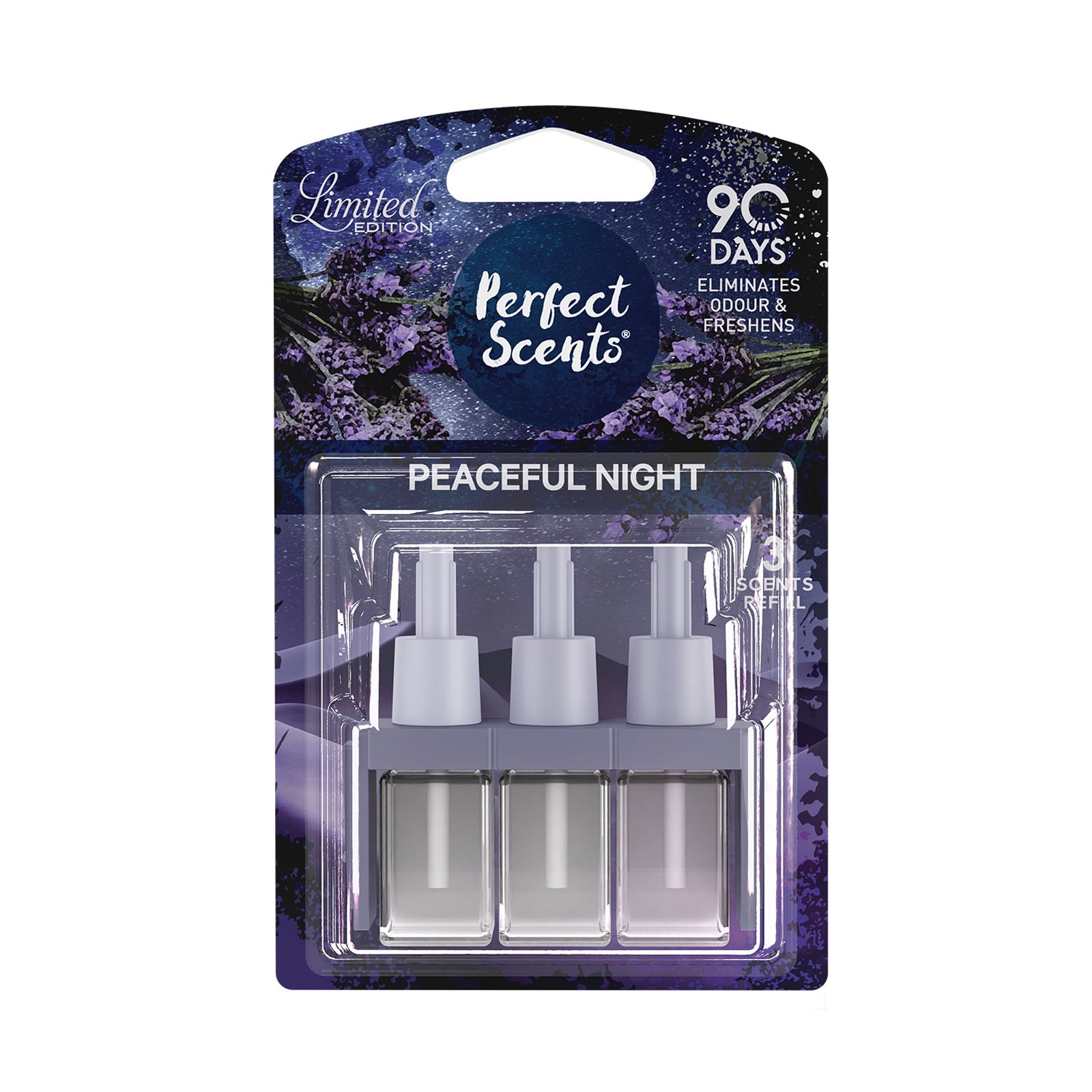 Perfect Scents Plug In Refill Air Freshener Compatible with 3volution - Peaceful Night - (3x20ml)