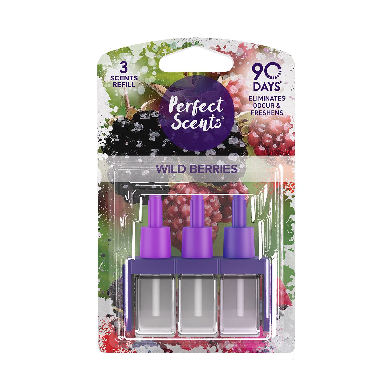 Perfect Scents Plug In Refill Air Freshener Compatible with 3volution - Wild Berries - (3x20ml)