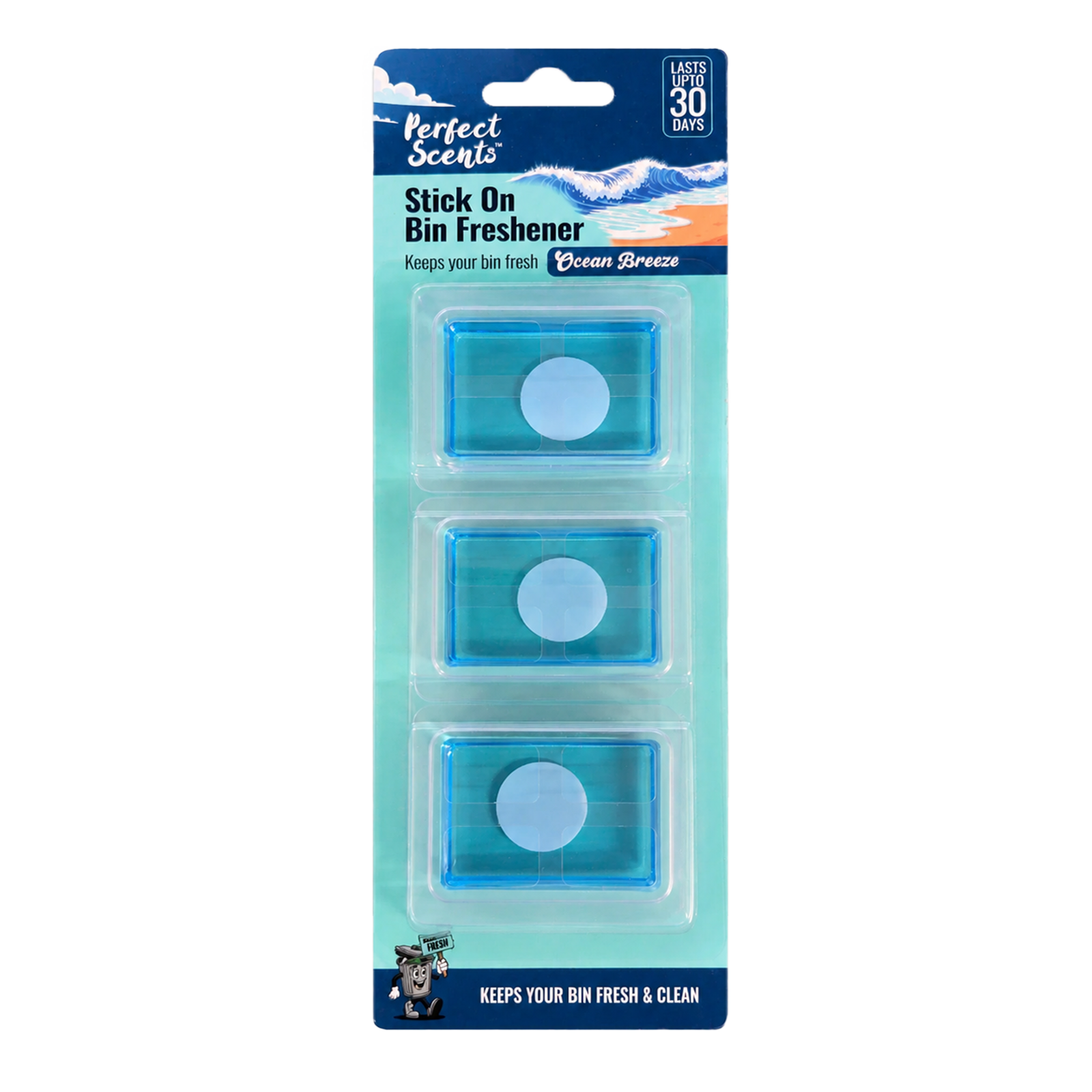 24x Perfect Scents Stick On Bin Freshener - Mixed Scents - 3x5g (15g) per pack - 72x5g (360g) Total