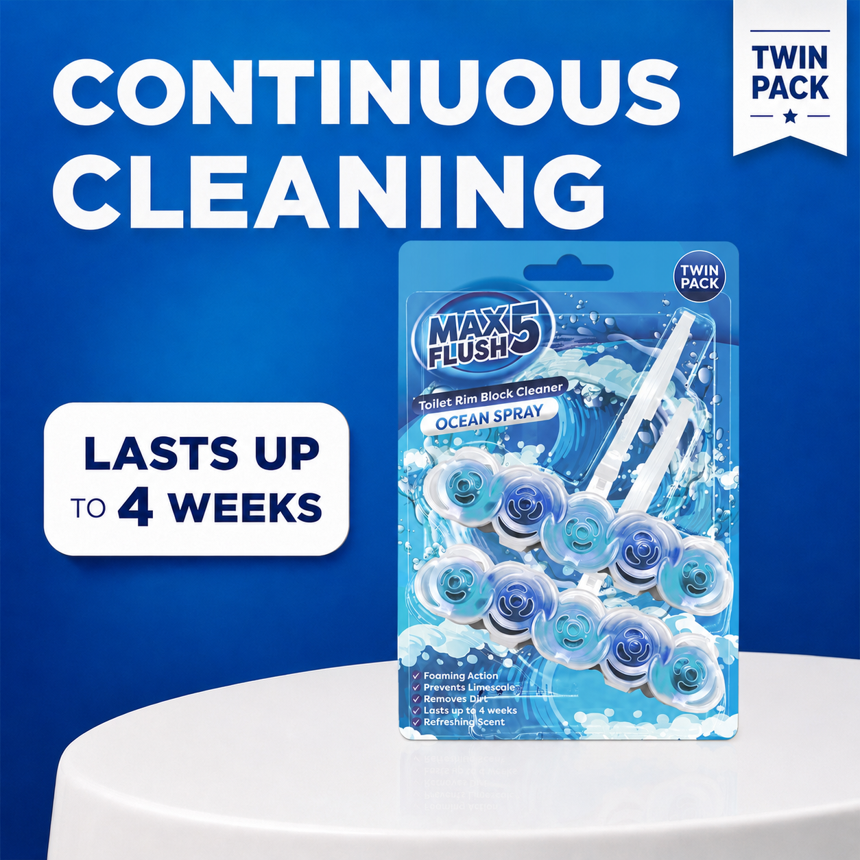 Max Flush Toilet Rim Block Cleaner 3 Twin Packs - (6 x 45g)