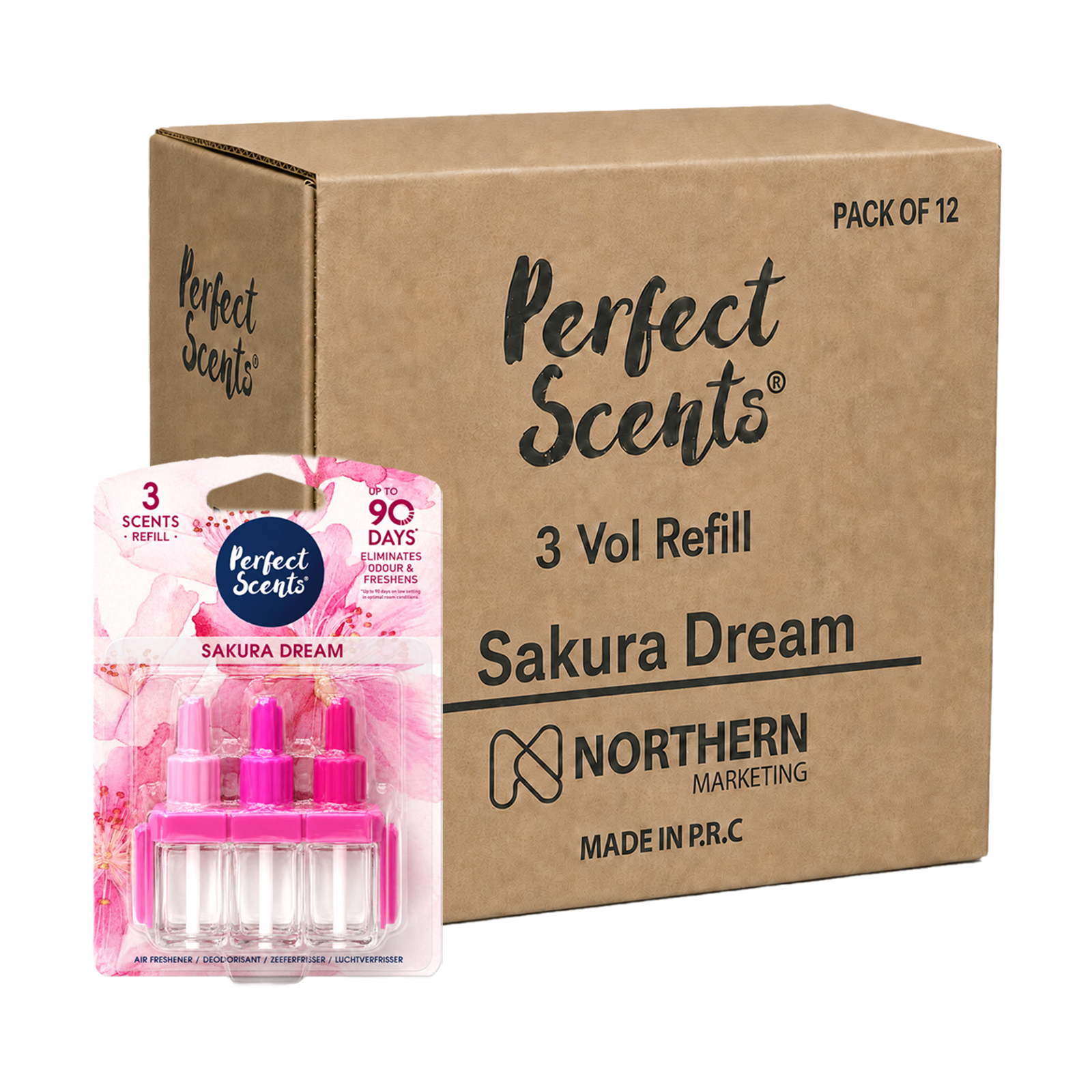 12x Perfect Scents 3 Scents Air Freshener Refill - Compatible with 3volution - 3x20ml Per Pack - 36x20ml (240ml) Total