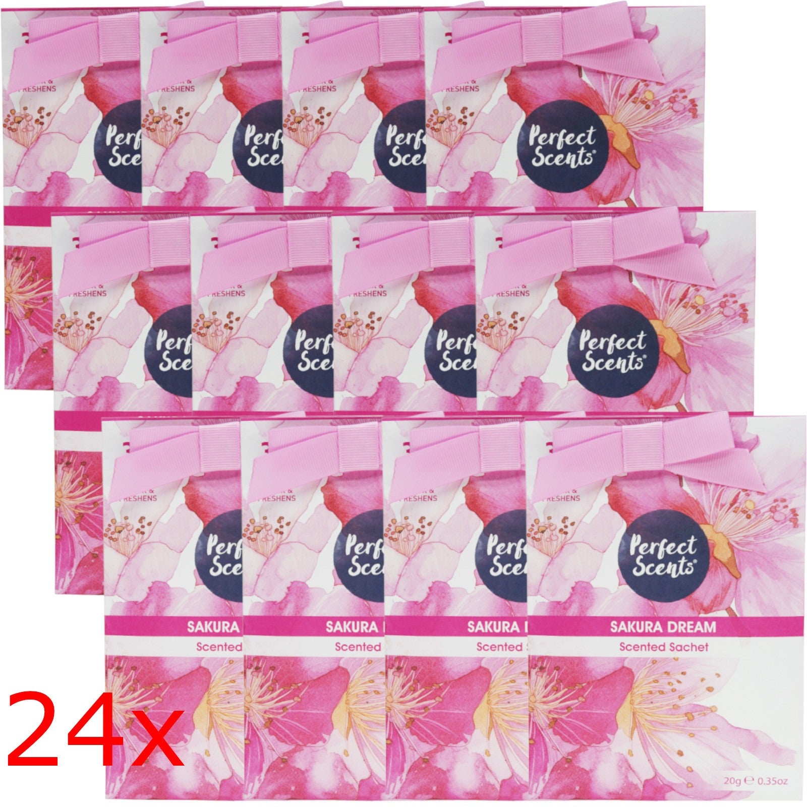 Perfect Scents Scented Sachets 20g Pack of 24, Long Lasting Fragrance Sachets for Drawers, Wardrobes & Small Spaces, 480g Total
