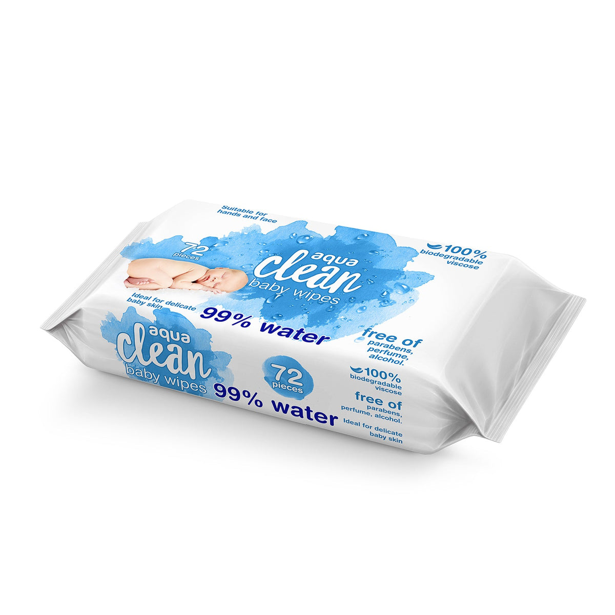 Aqua Clean Baby Wipes - 72 Pack