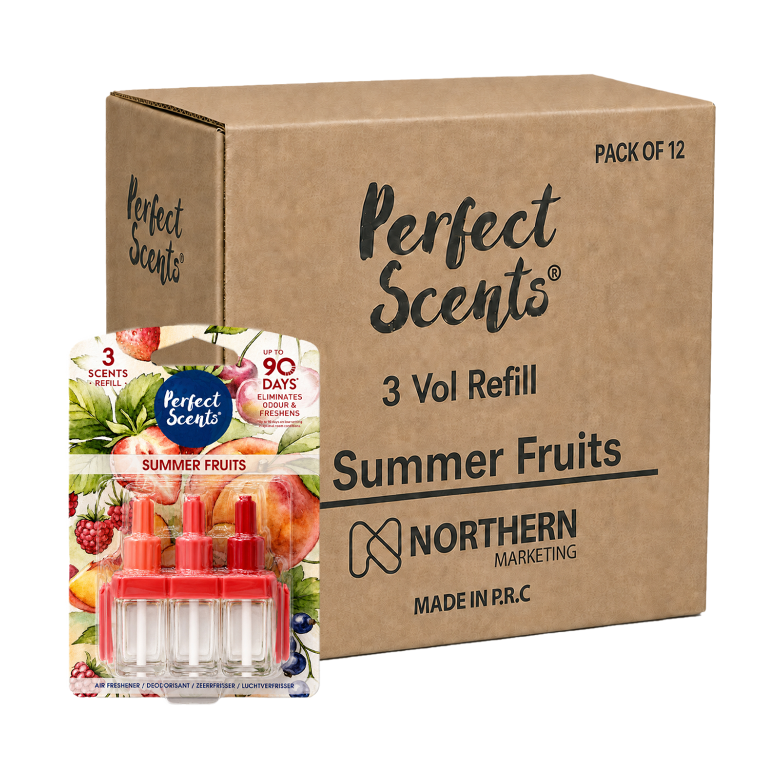12x Perfect Scents 3 Scents Air Freshener Refill - Compatible with 3volution - 3x20ml Per Pack - 36x20ml (240ml) Total