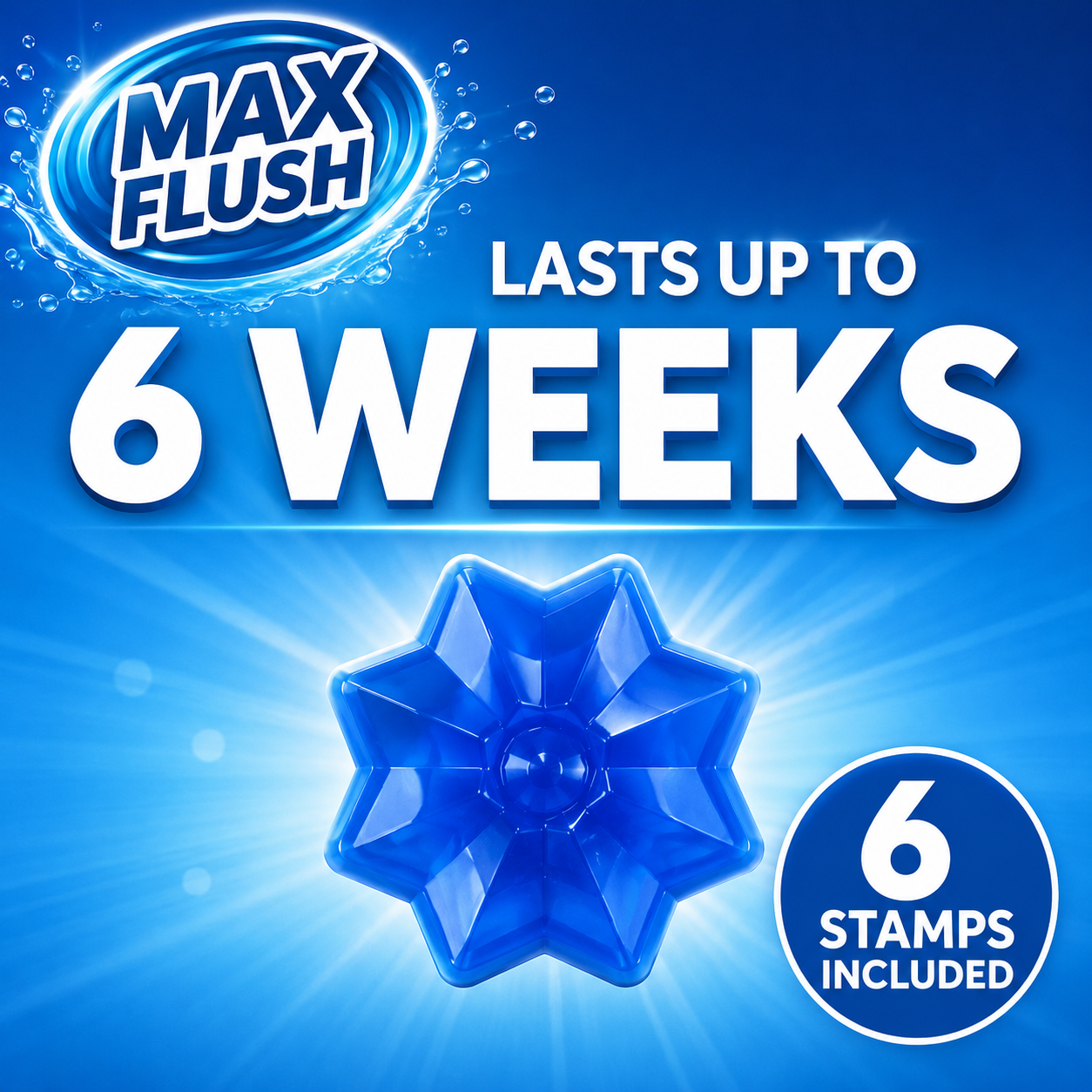 6x Max Flush Toilet Cleaner Gel  45ml  Lasting Up To 6 Weeks