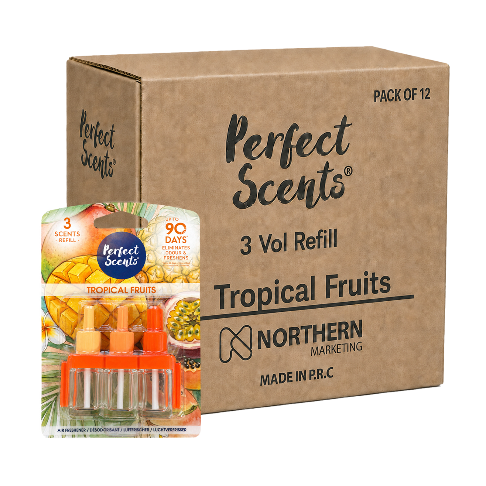 12x Perfect Scents 3 Scents Air Freshener Refill - Compatible with 3volution - 3x20ml Per Pack - 36x20ml (240ml) Total