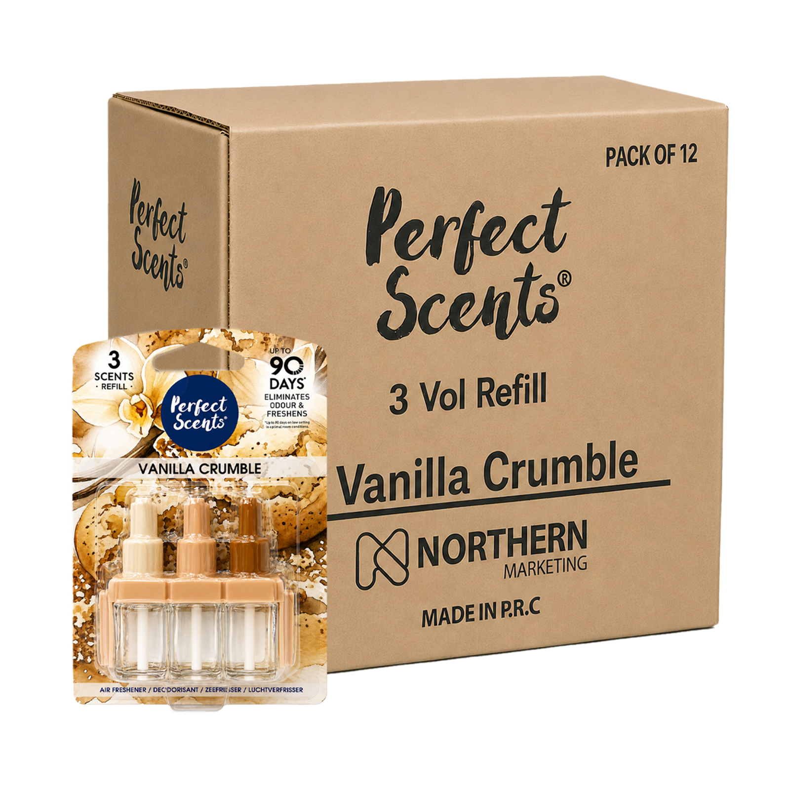 12x Perfect Scents 3 Scents Air Freshener Refill - Compatible with 3volution - 3x20ml Per Pack - 36x20ml (240ml) Total