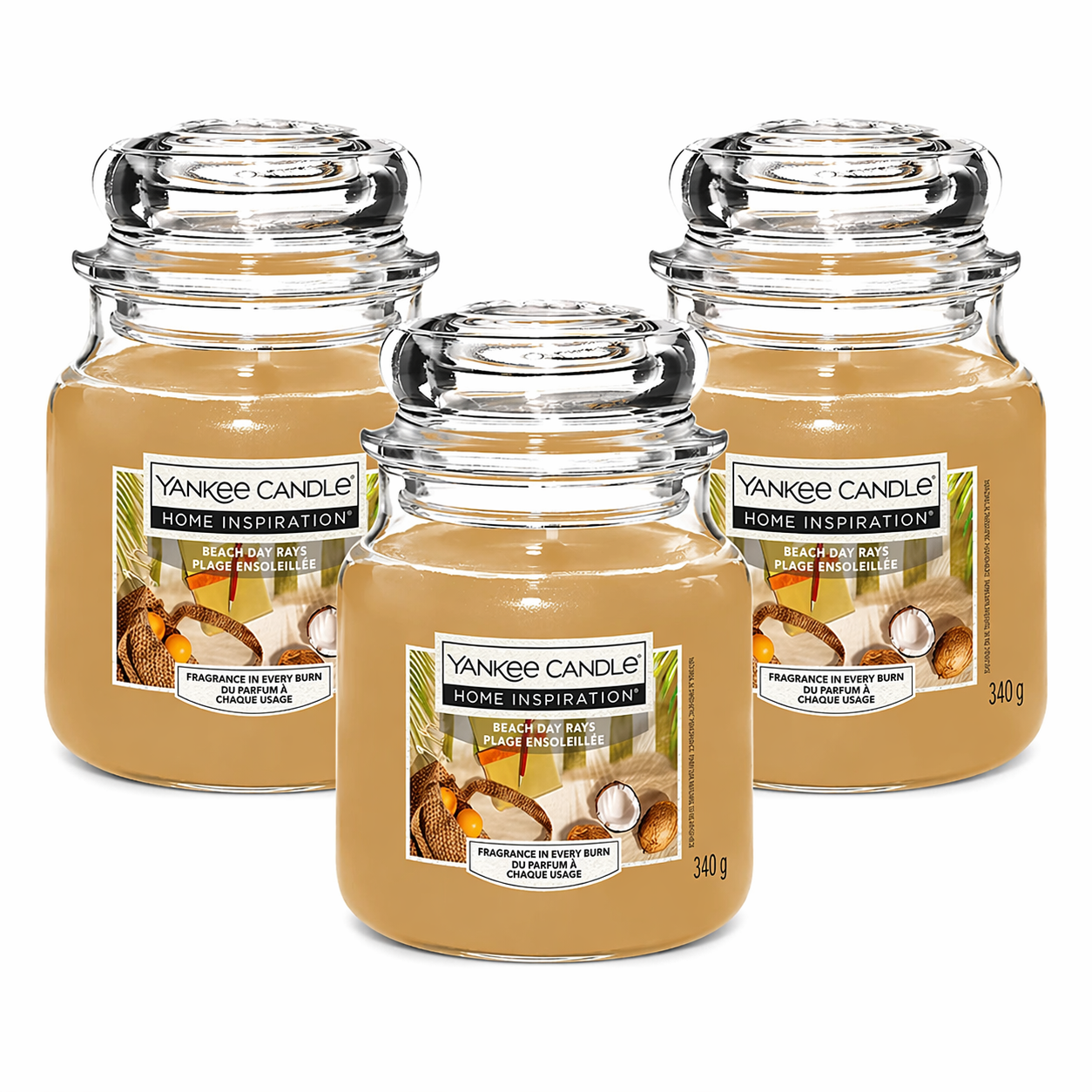 Yankee Candle Jar 340g, Pack Of 3, Home Fragrance Scented Candle, Long Lasting Glass Jar Candle for Home