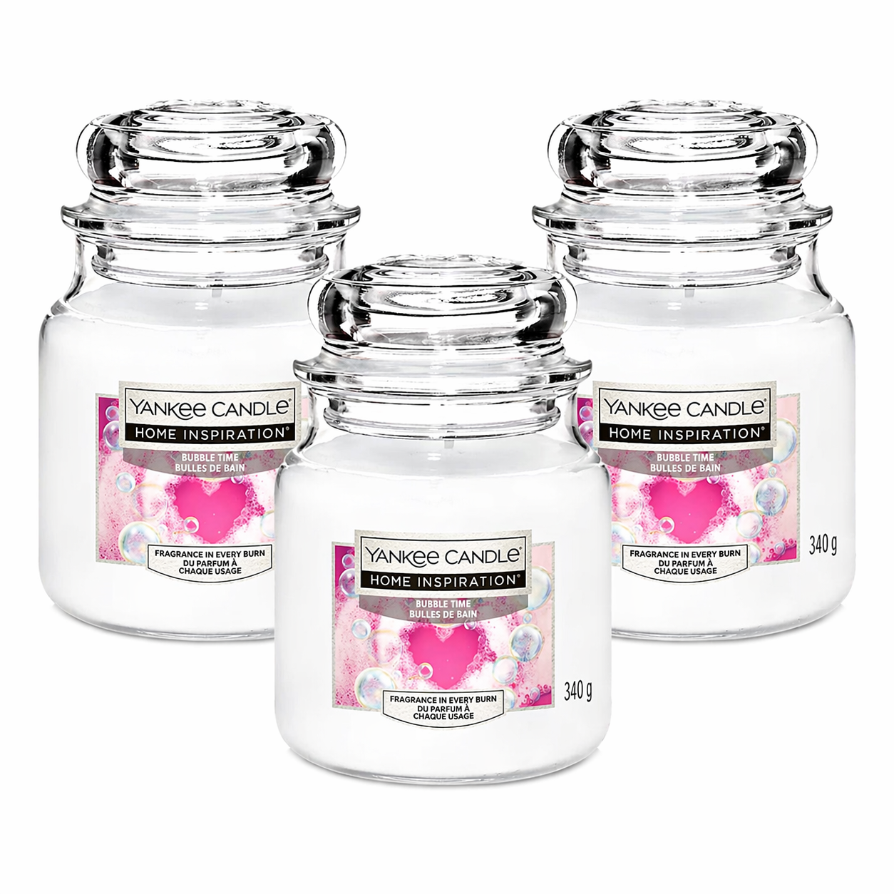 Yankee Candle Jar 340g, Pack Of 3, Home Fragrance Scented Candle, Long Lasting Glass Jar Candle for Home