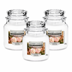 Yankee Candle Jar 340g, Pack Of 3, Home Fragrance Scented Candle, Long Lasting Glass Jar Candle for Home