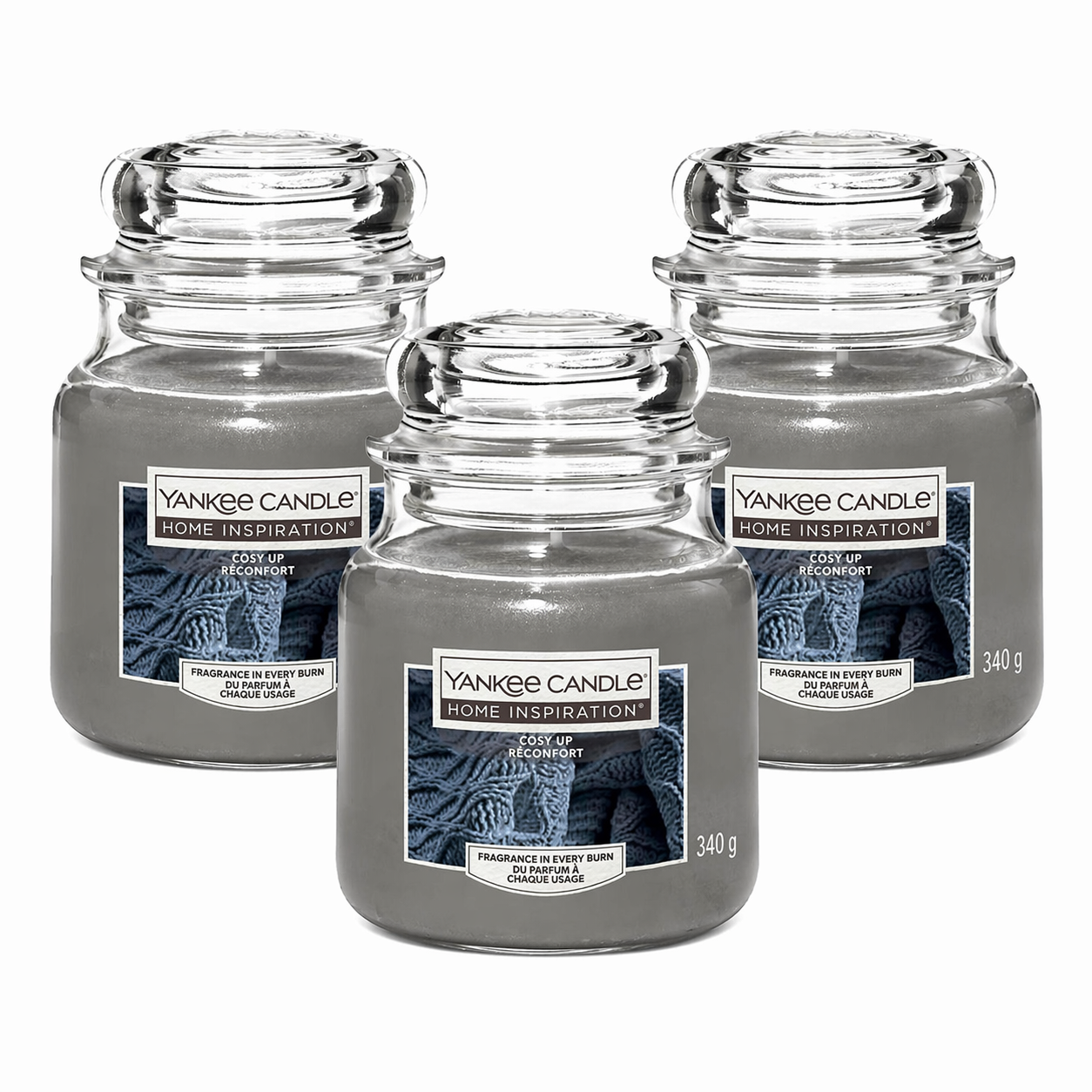 Yankee Candle Jar 340g, Pack Of 3, Home Fragrance Scented Candle, Long Lasting Glass Jar Candle for Home