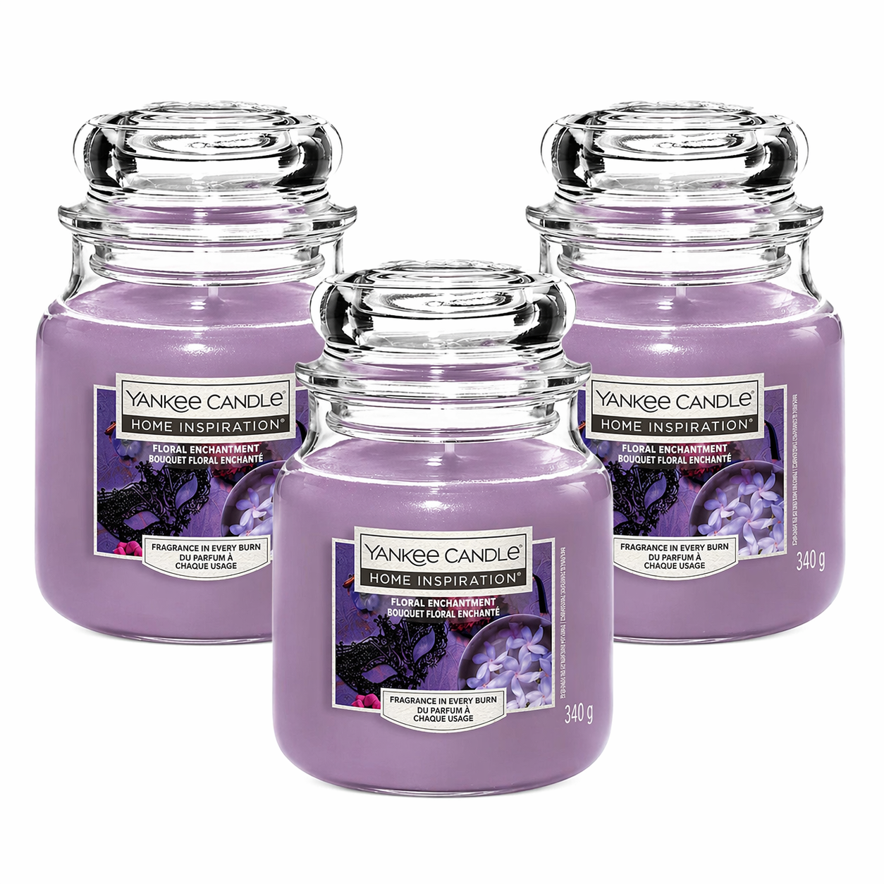 Yankee Candle Jar 340g, Pack Of 3, Home Fragrance Scented Candle, Long Lasting Glass Jar Candle for Home