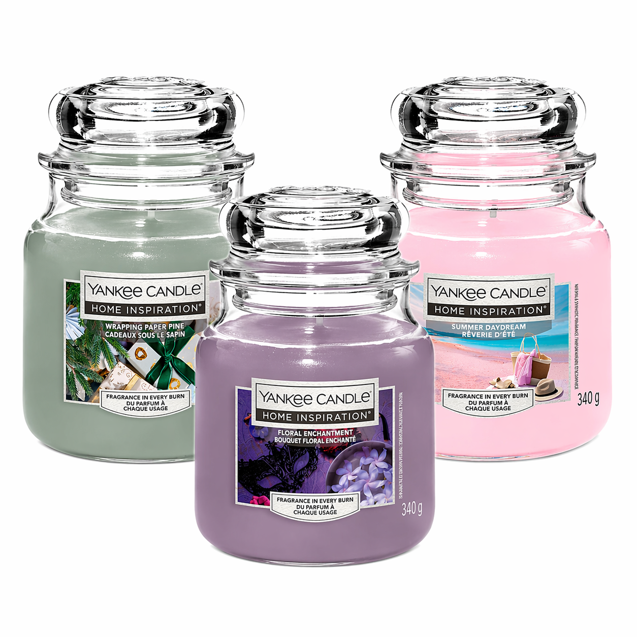 Yankee Candle Jar 340g, Pack Of 3, Home Fragrance Scented Candle, Long Lasting Glass Jar Candle for Home