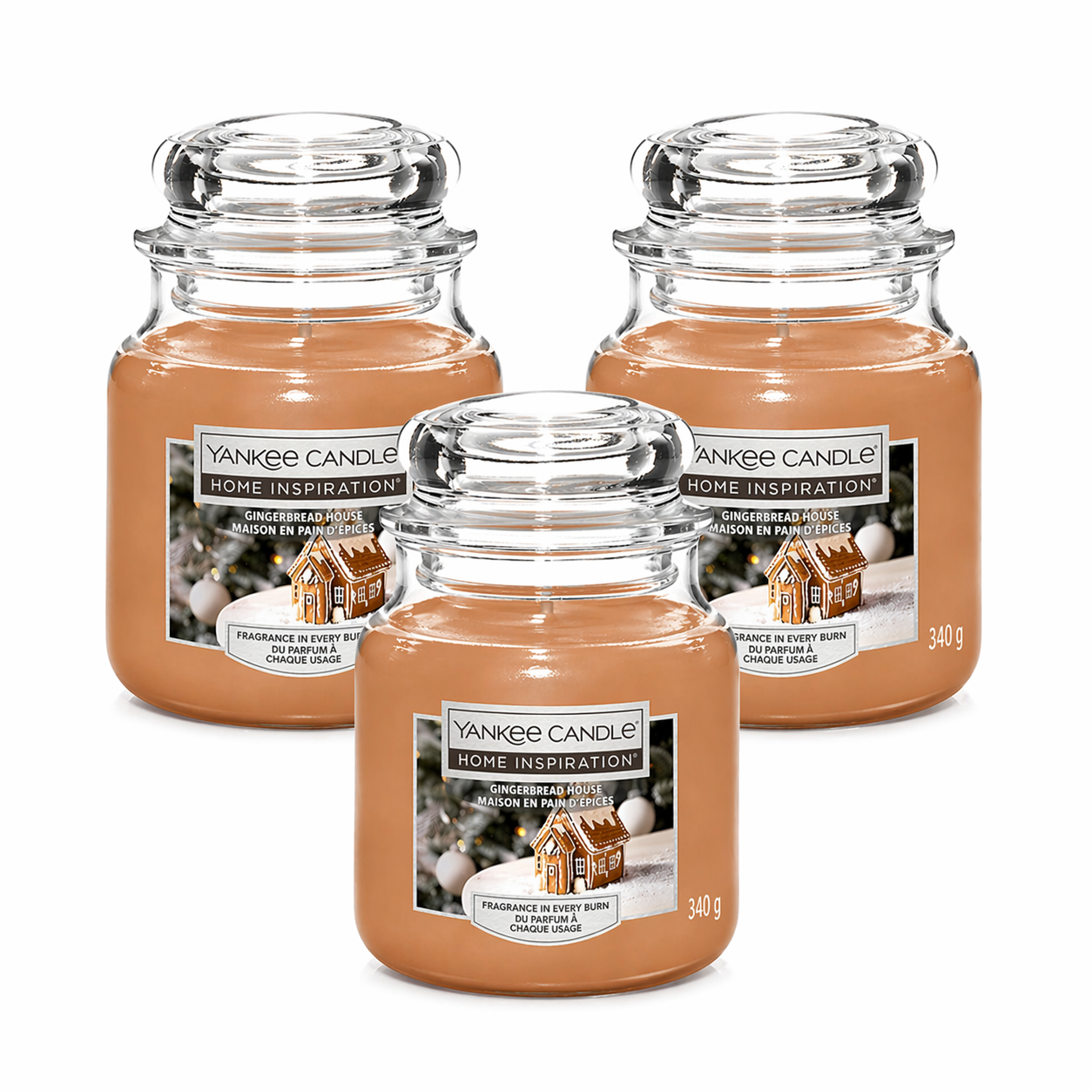 Yankee Candle Jar 340g, Pack Of 3, Home Fragrance Scented Candle, Long Lasting Glass Jar Candle for Home
