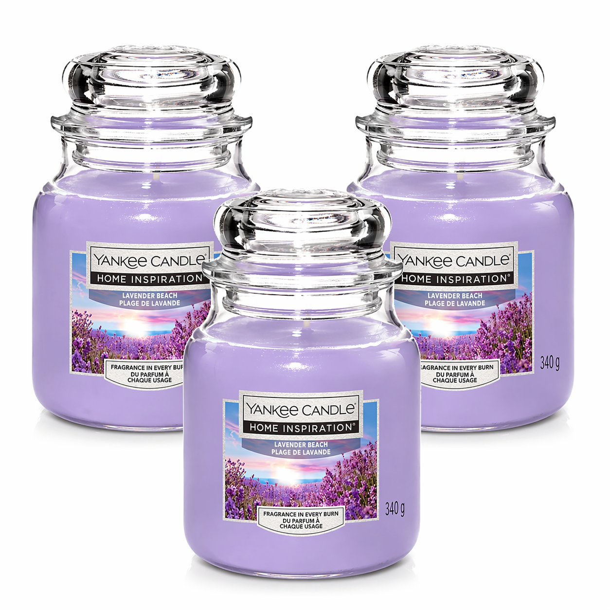 Yankee Candle Jar 340g, Pack Of 3, Home Fragrance Scented Candle, Long Lasting Glass Jar Candle for Home