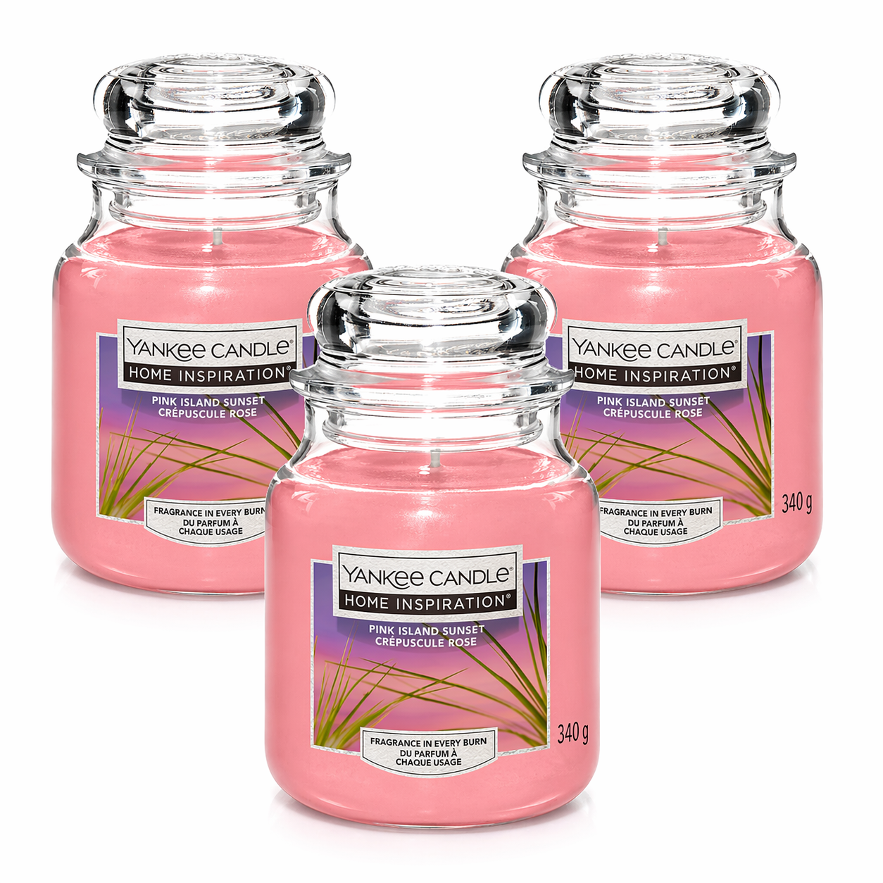 Yankee Candle Jar 340g, Pack Of 3, Home Fragrance Scented Candle, Long Lasting Glass Jar Candle for Home