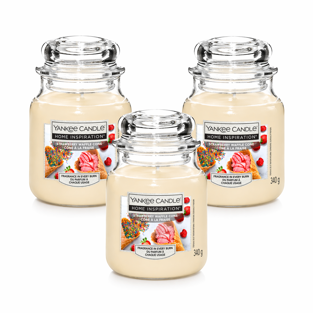 Yankee Candle Jar 340g, Pack Of 3, Home Fragrance Scented Candle, Long Lasting Glass Jar Candle for Home