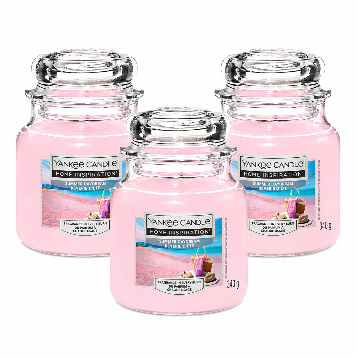 Yankee Candle Jar 340g, Pack Of 3, Home Fragrance Scented Candle, Long Lasting Glass Jar Candle for Home