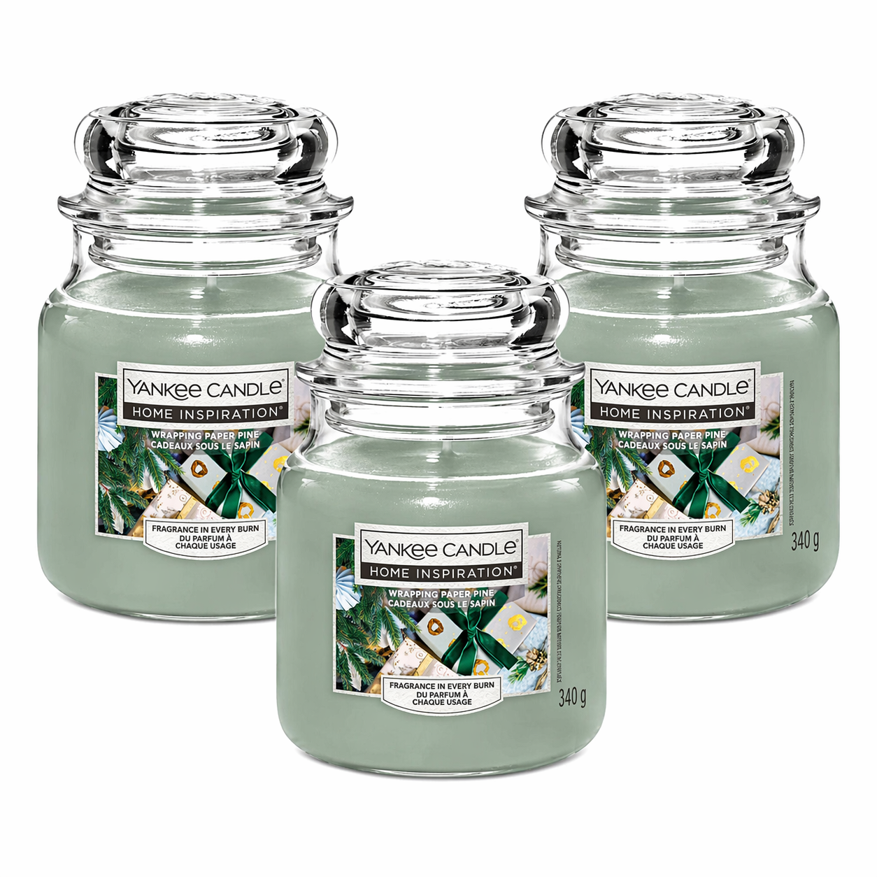 Yankee Candle Jar 340g, Pack Of 3, Home Fragrance Scented Candle, Long Lasting Glass Jar Candle for Home