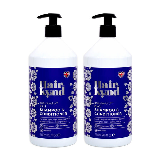 2x HairKynd Anti-Dandruff 2in1 Shampoo & Conditioner 750ml