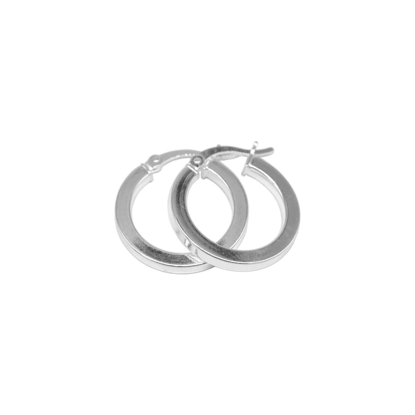 Genuine 925 Sterling Silver Creole Style Square Tube Hoop Earring 20mm