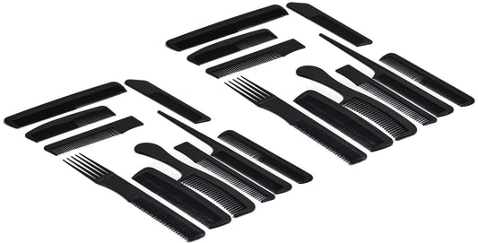 2x Professional Hair Styling Comb Kit Black Plastic Kit 10 Piece