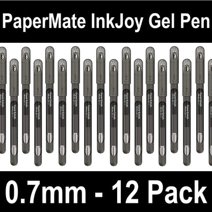 12x Papermate InkJoy Gel Ink Pens 0.7mm Medium Nib Capped Jet Black (2/Pack)